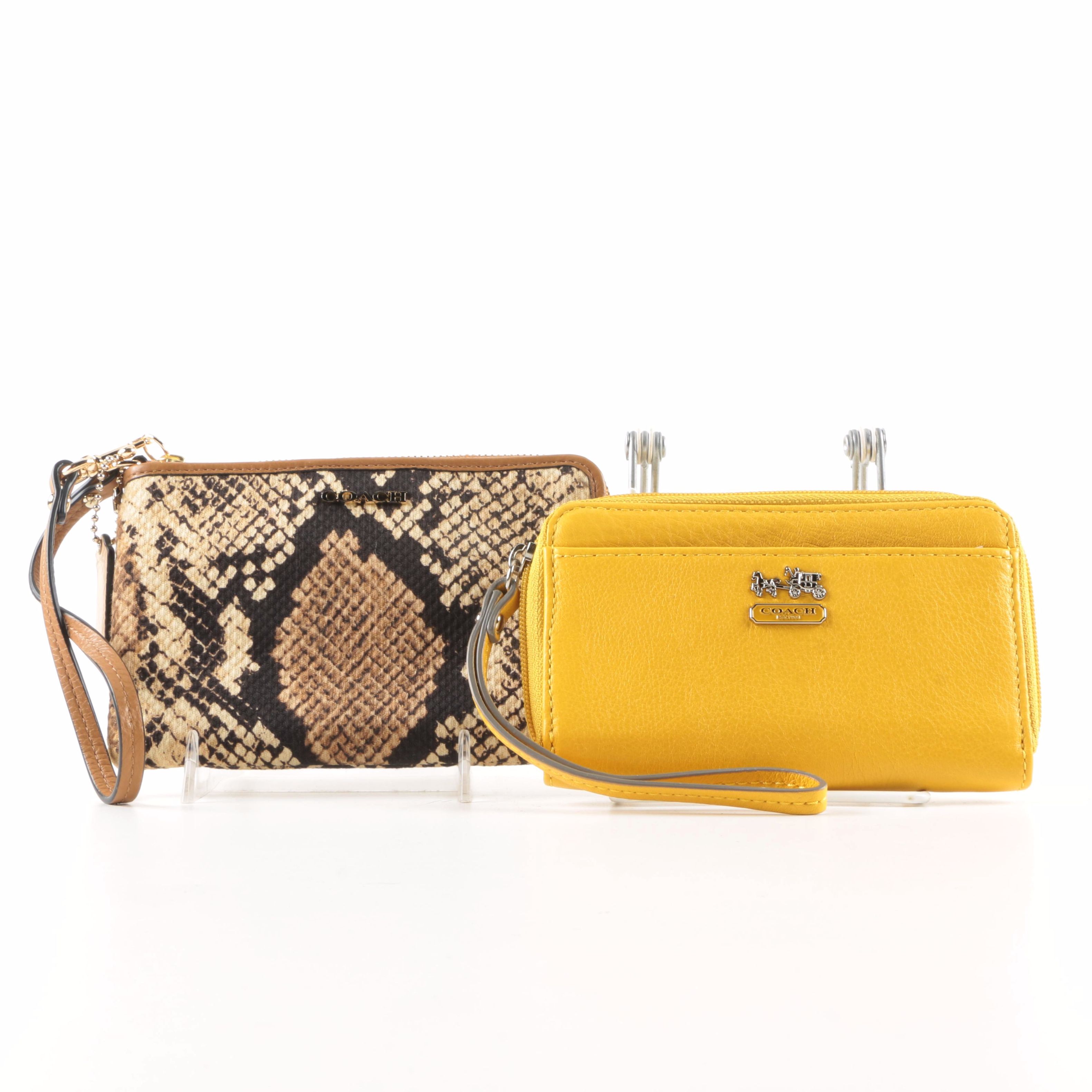 Coach Madison Yellow Universal Case and Madison L-Zip Small Embossed Python Wristlet