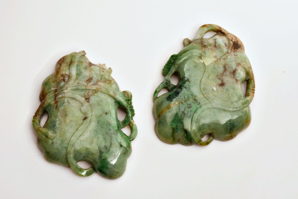 Pair of late 19th Century Chinese Jadeite Brush Wash Bowls