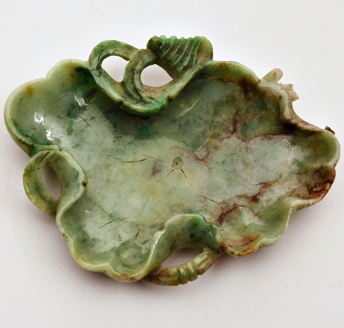 Pair of late 19th Century Chinese Jadeite Brush Wash Bowls