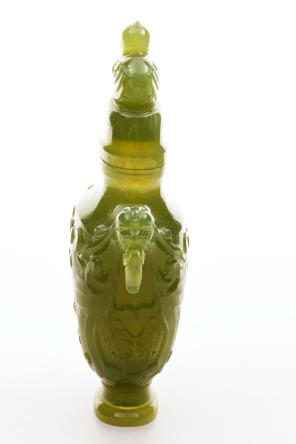 Nicely Carved Chinese Bowenite Hardstone Snuff Bottle