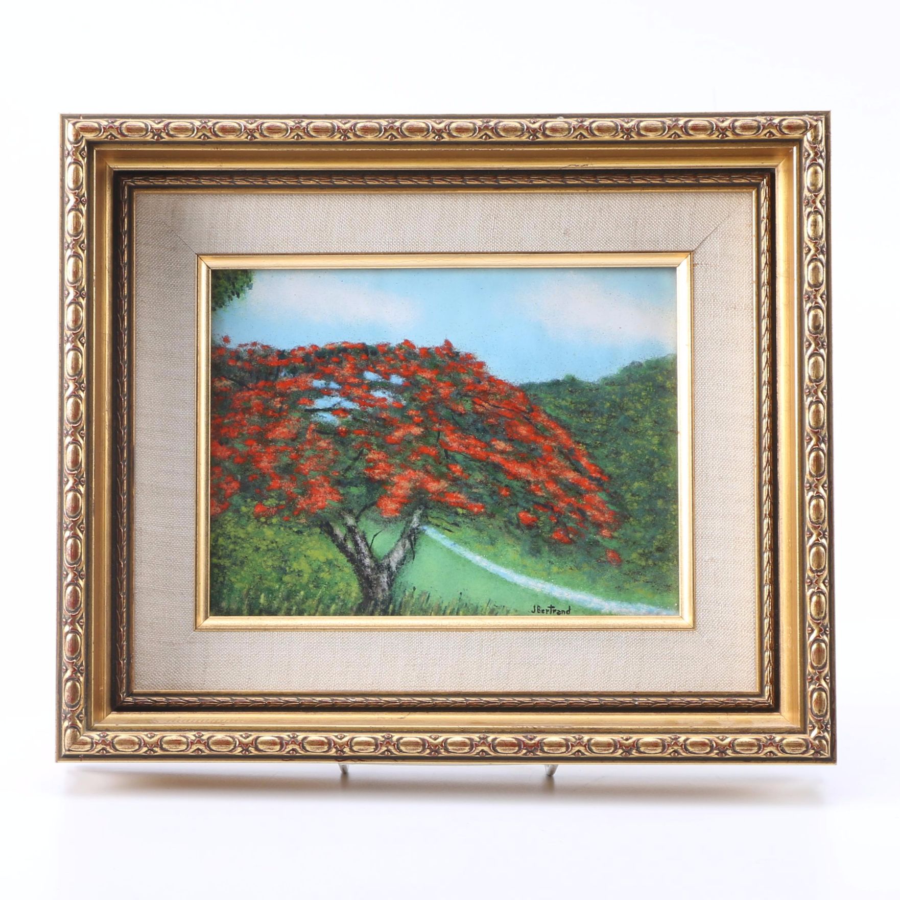 J. Bertrand Enamel on Copper of a Blossoming Tree