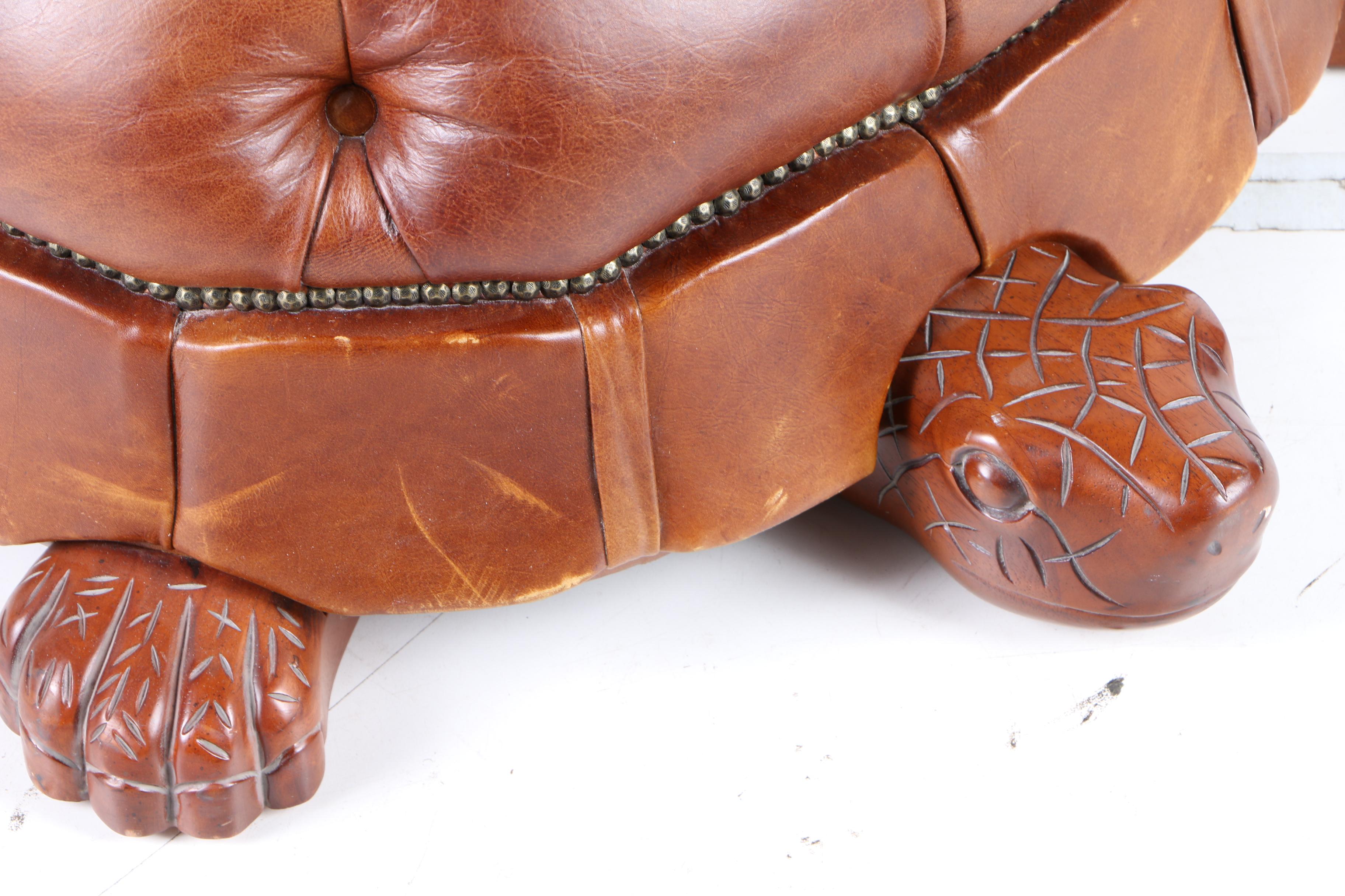 Leather Turtle Ottoman