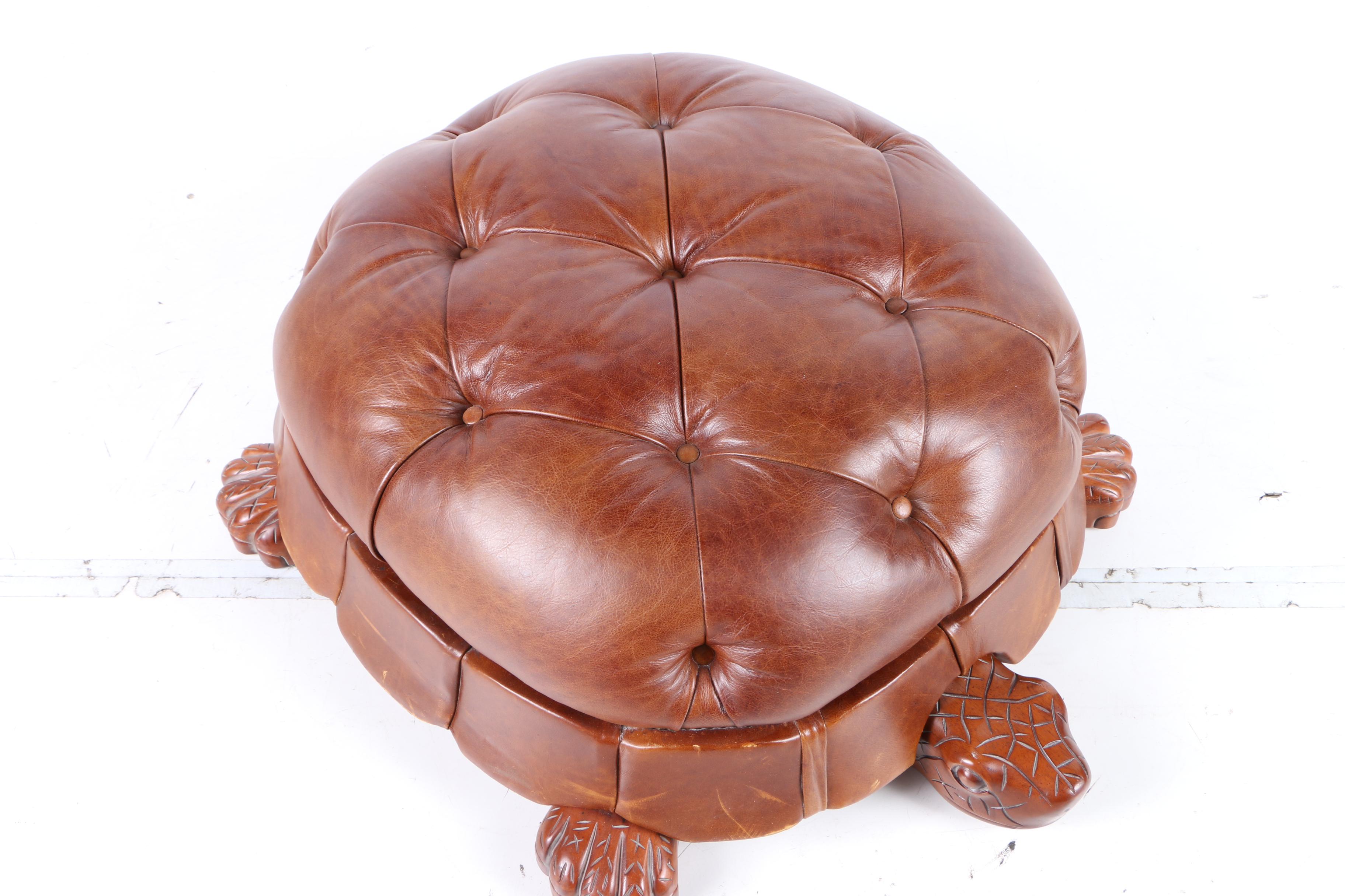 Leather Turtle Ottoman