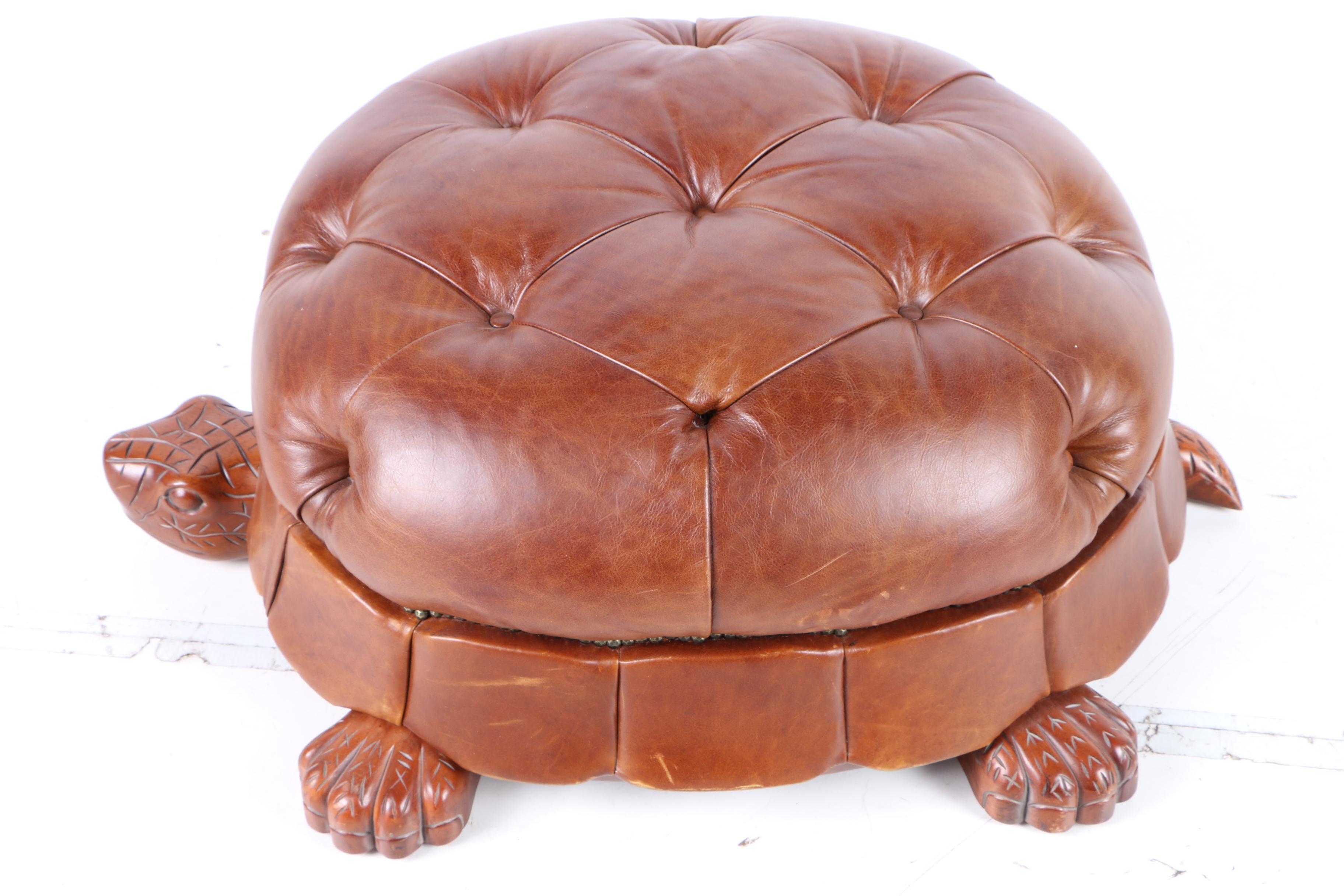 Leather Turtle Ottoman