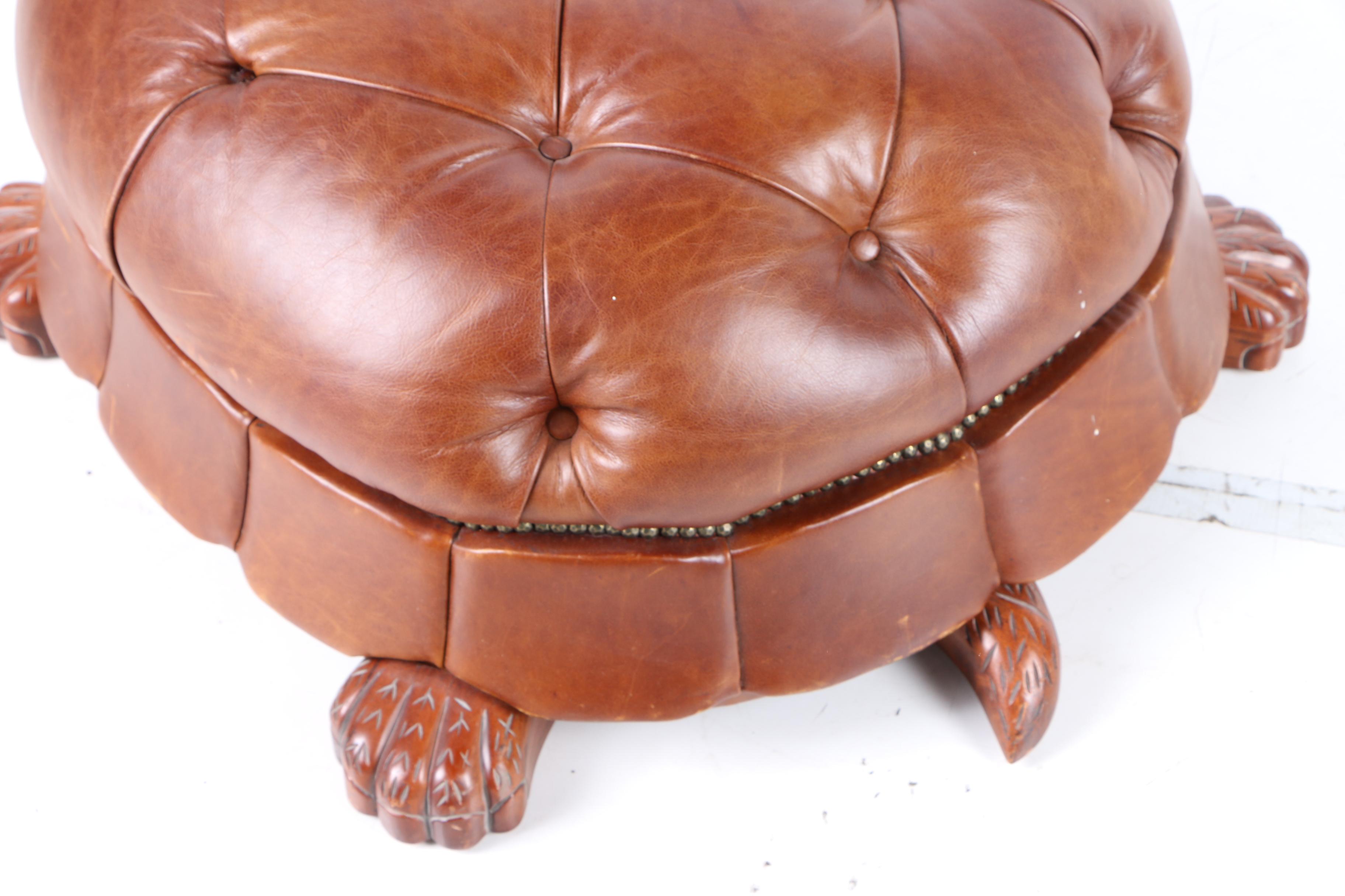 Leather Turtle Ottoman