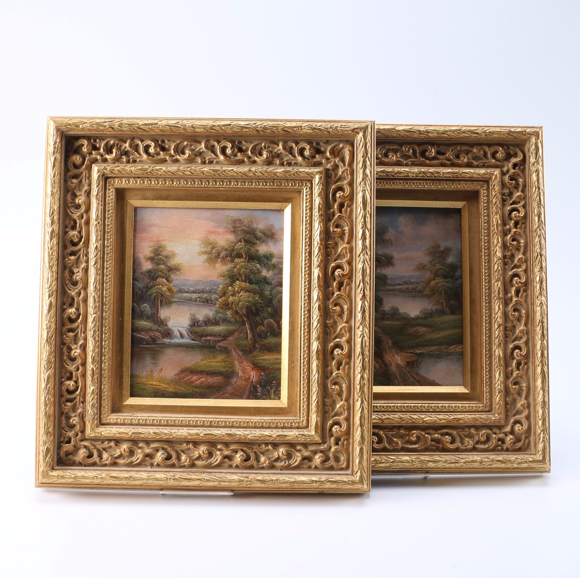 C. Freeman Oil on Canvas River Landscape Scenes