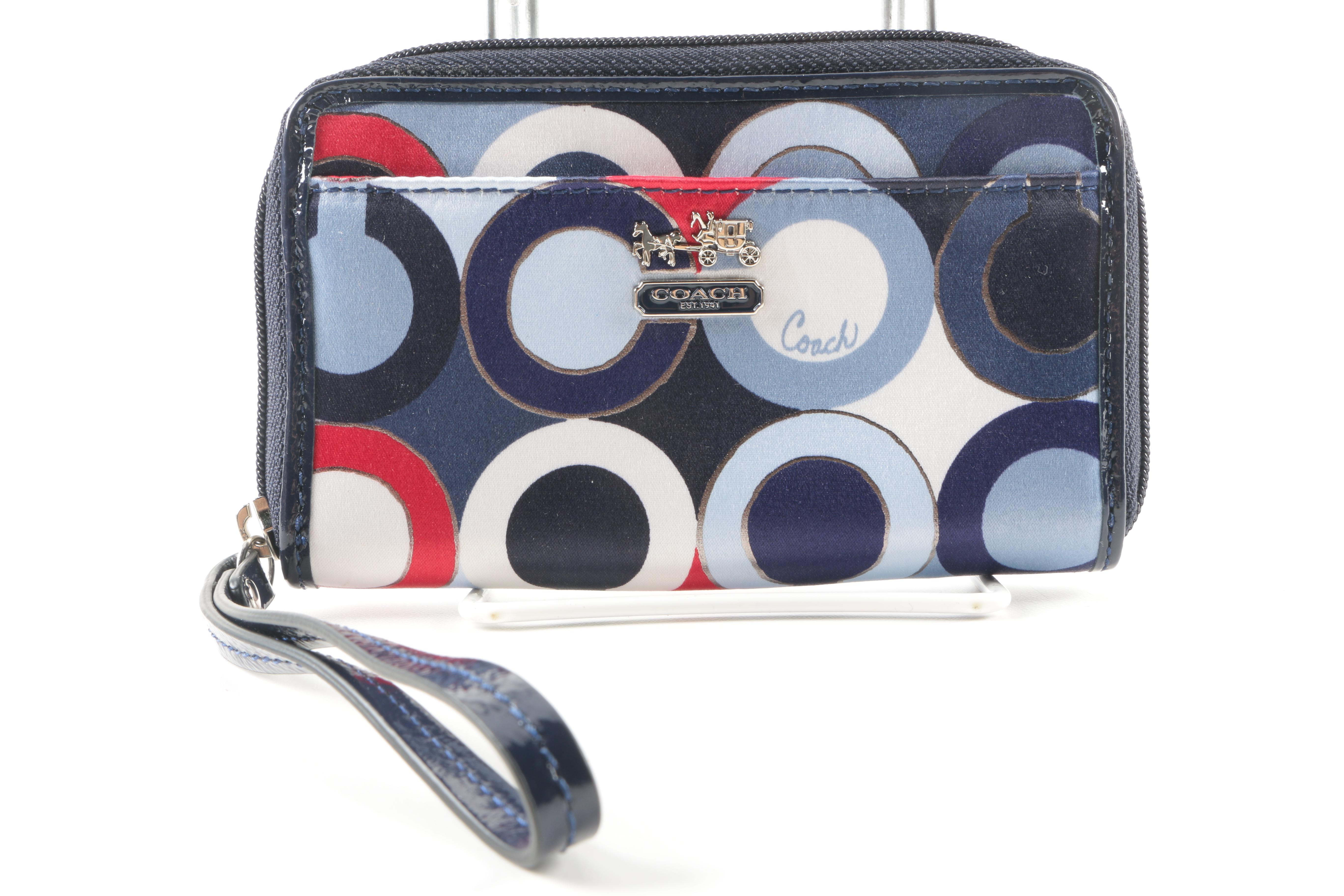 Coach Multicolored Sateen Wallet And Wristlet