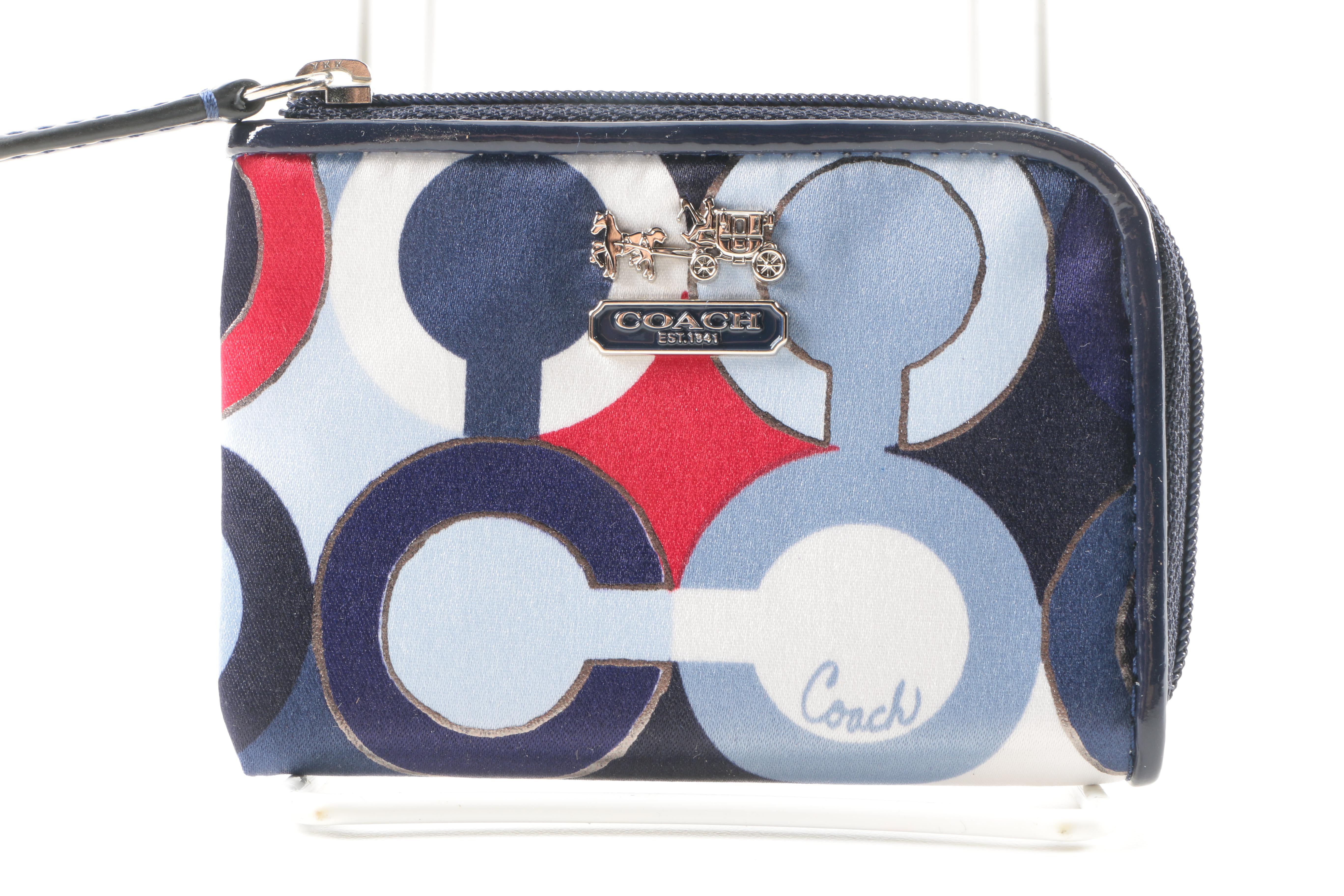 Coach Multicolored Sateen Wallet And Wristlet