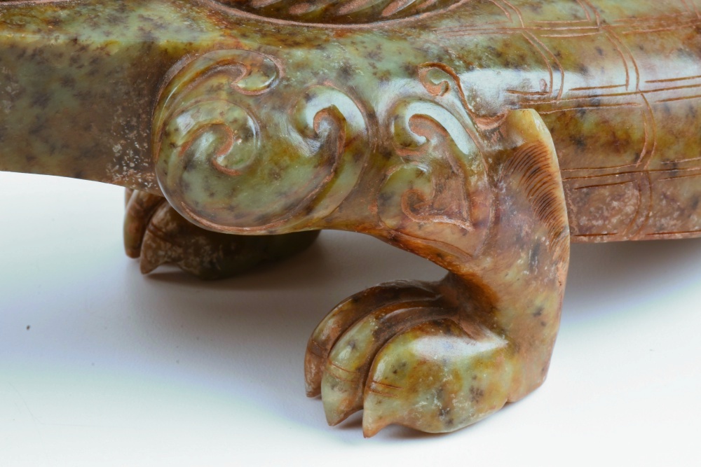Pair of 19th Century Well Carved Nephrite Jade Chinese Dragons