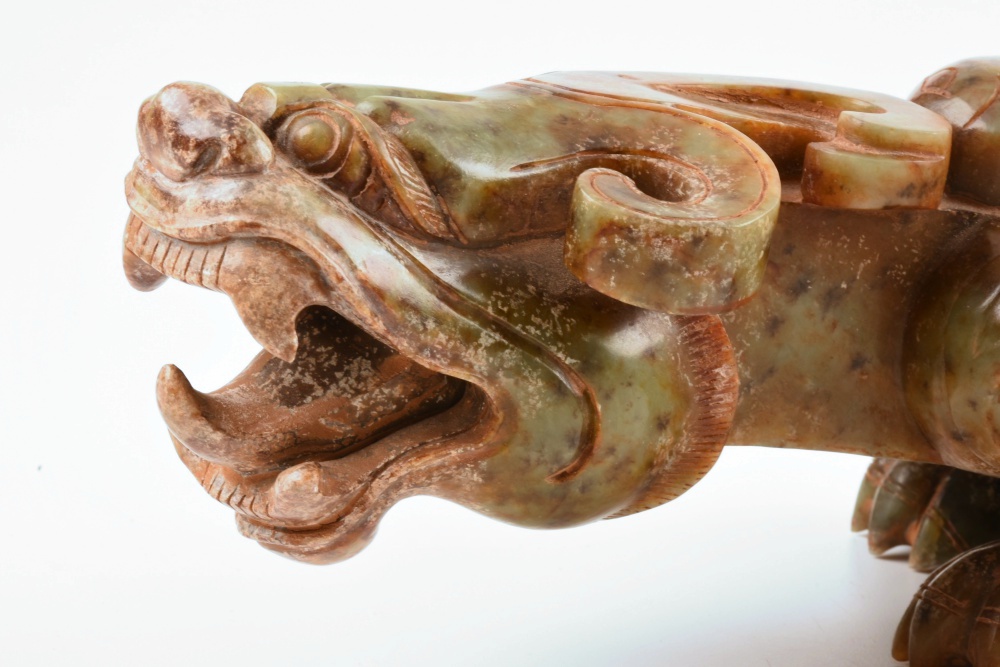 Pair of 19th Century Well Carved Nephrite Jade Chinese Dragons