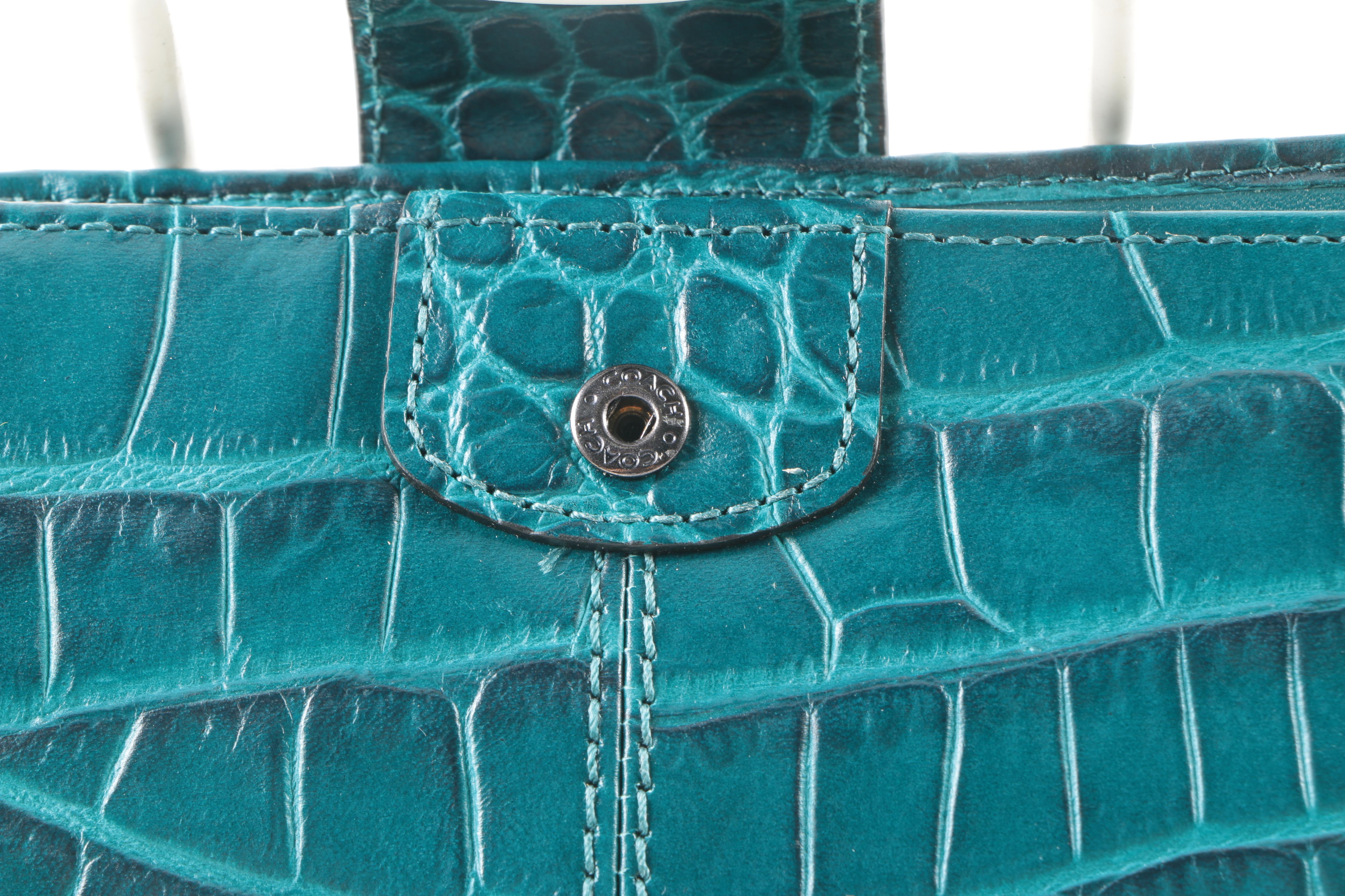 Teal Embossed Leather Madison Wallet and Clutch