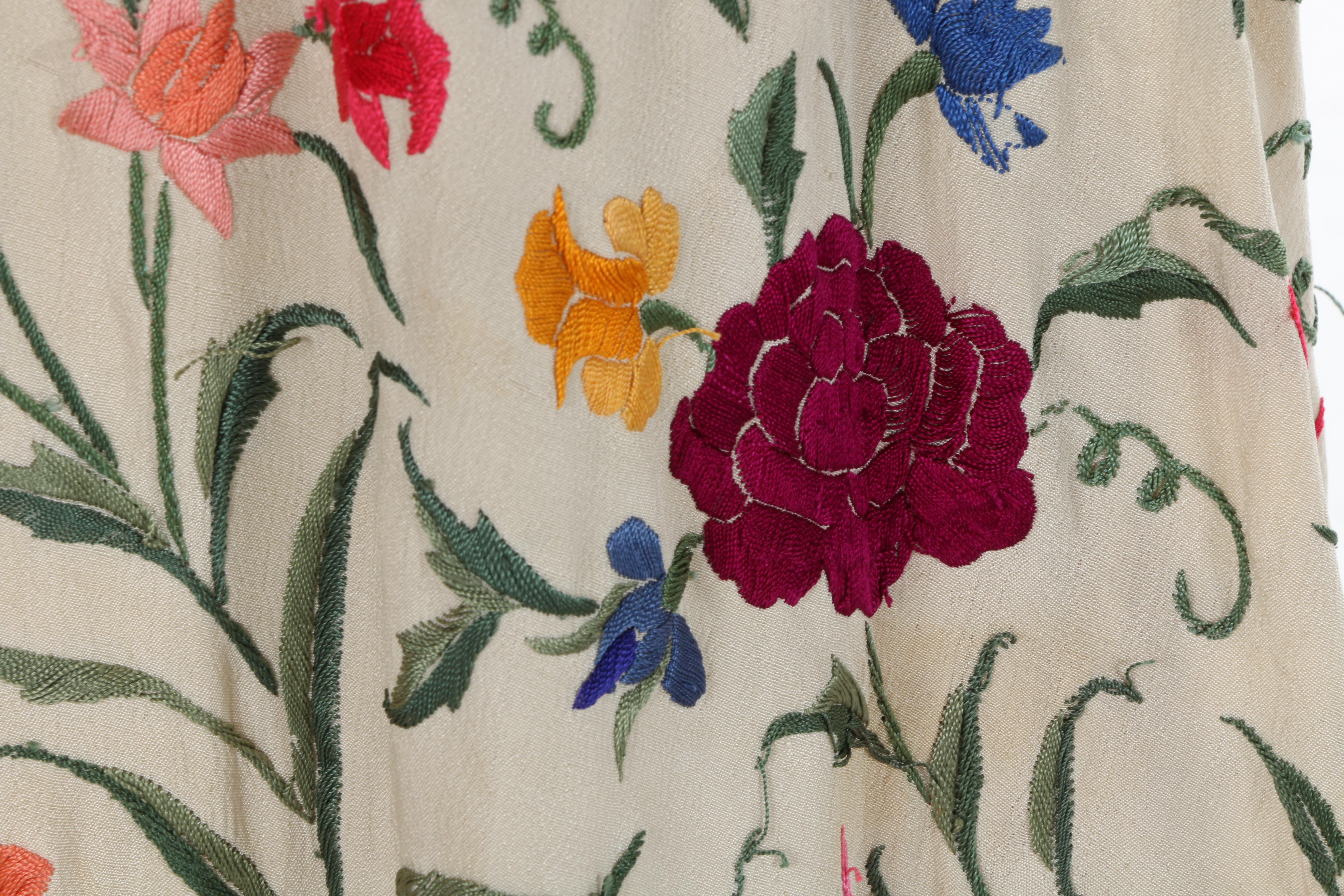 1920s Embroidered Silk Piano Shawl