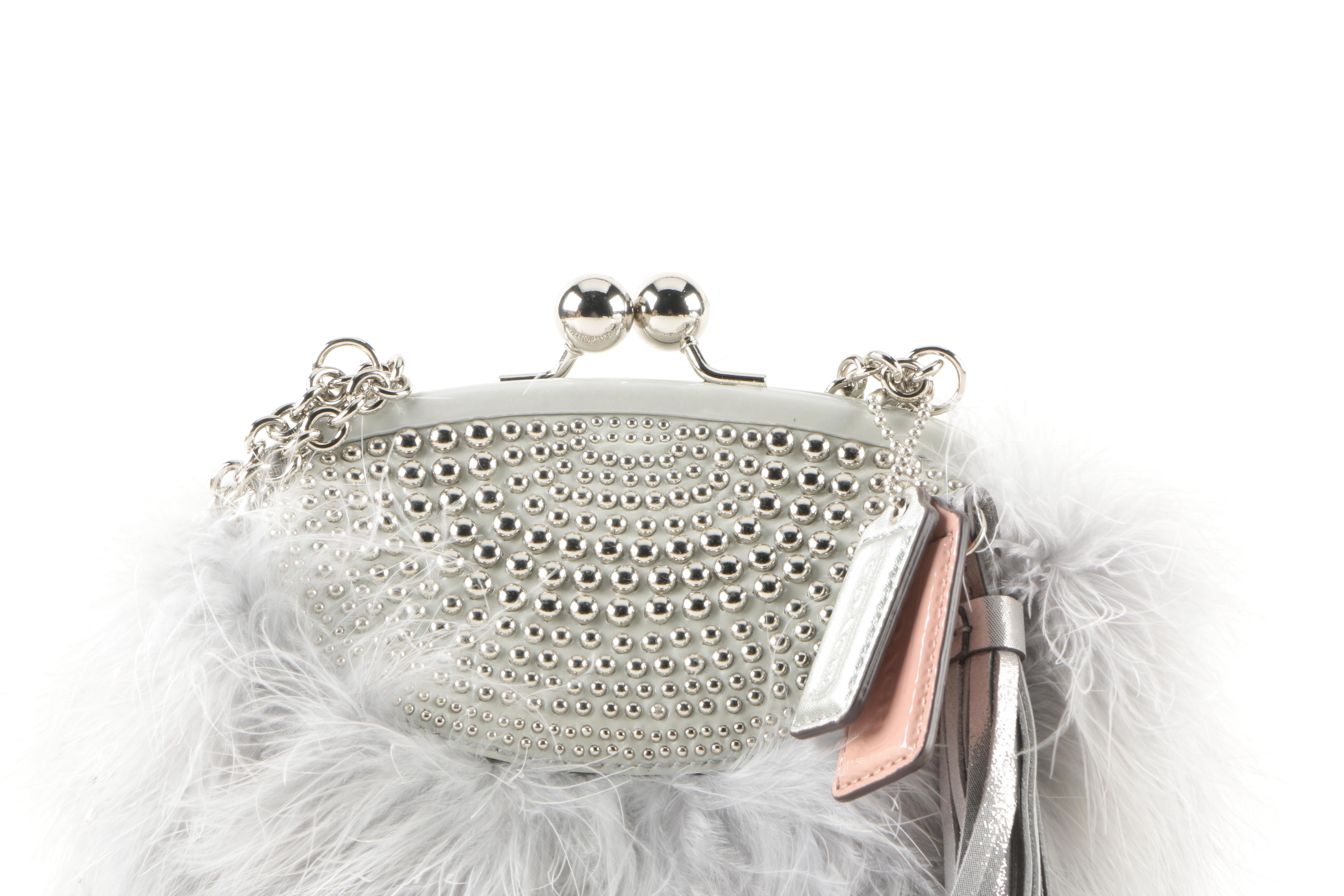 Coach Poppy Feather Small Bag In Light Grey