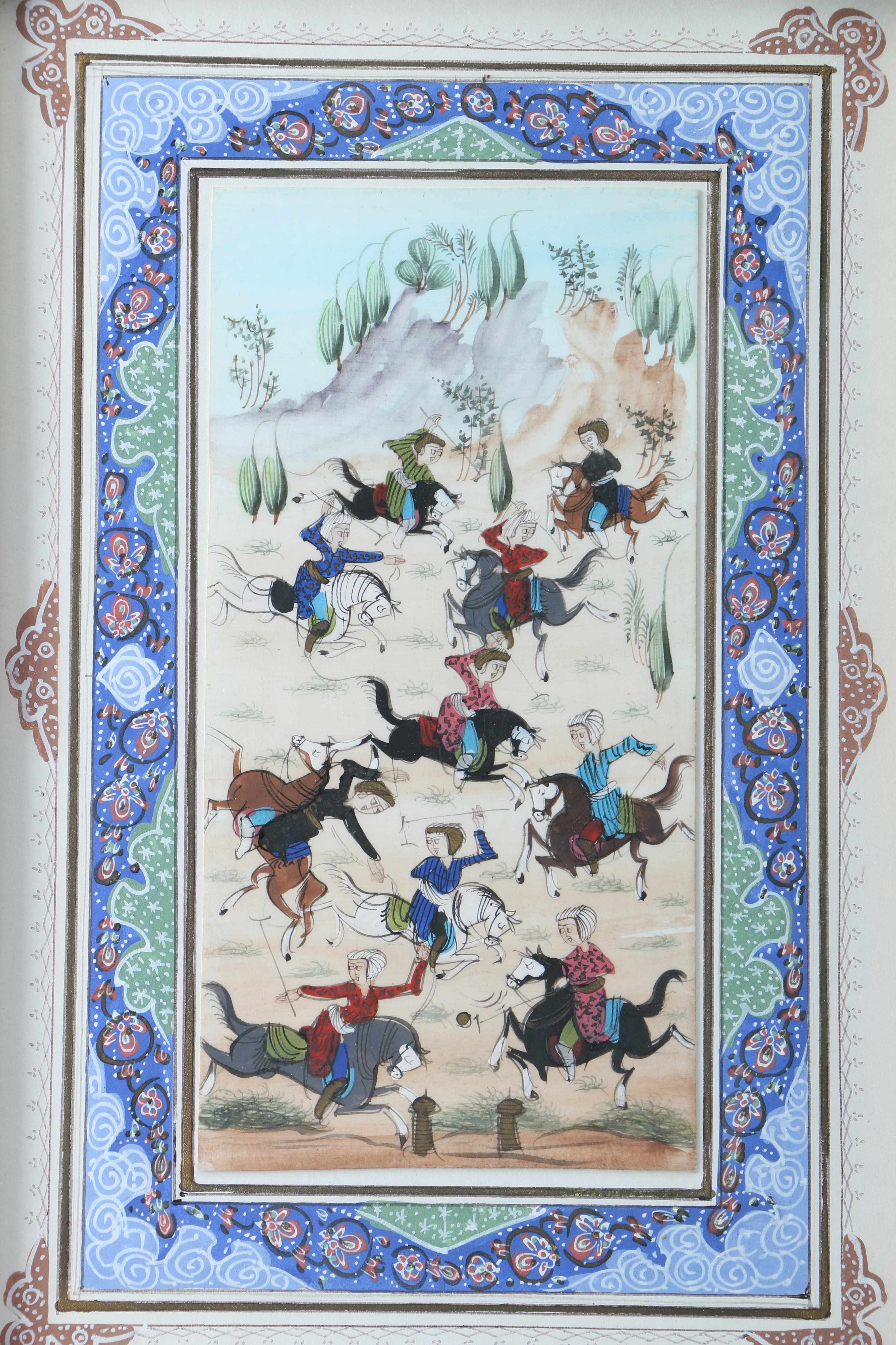 Contemporary Persian Gouache On Bone Miniature Painting