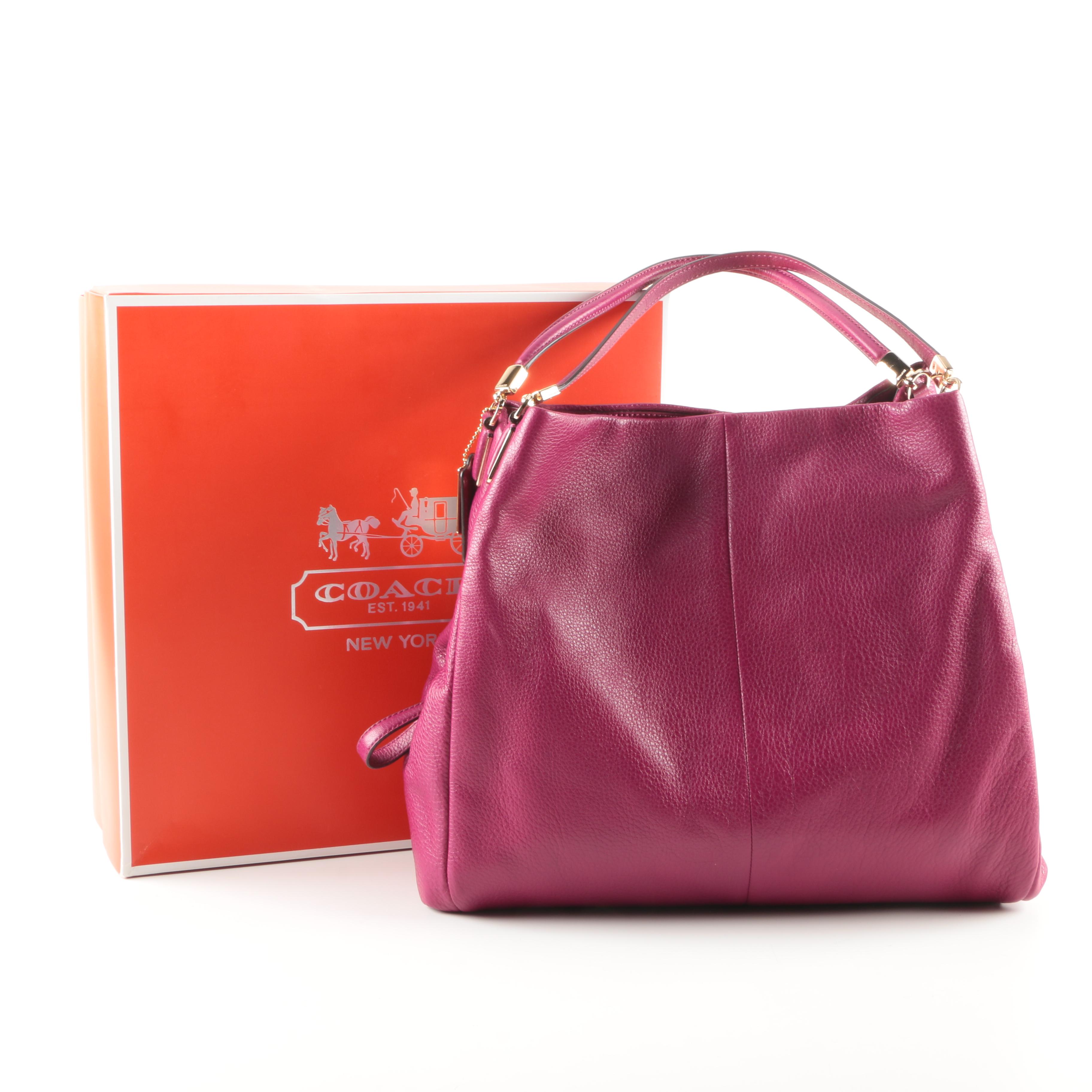 Coach Madison Leather Phoebe Shoulder Bag in Cranberry