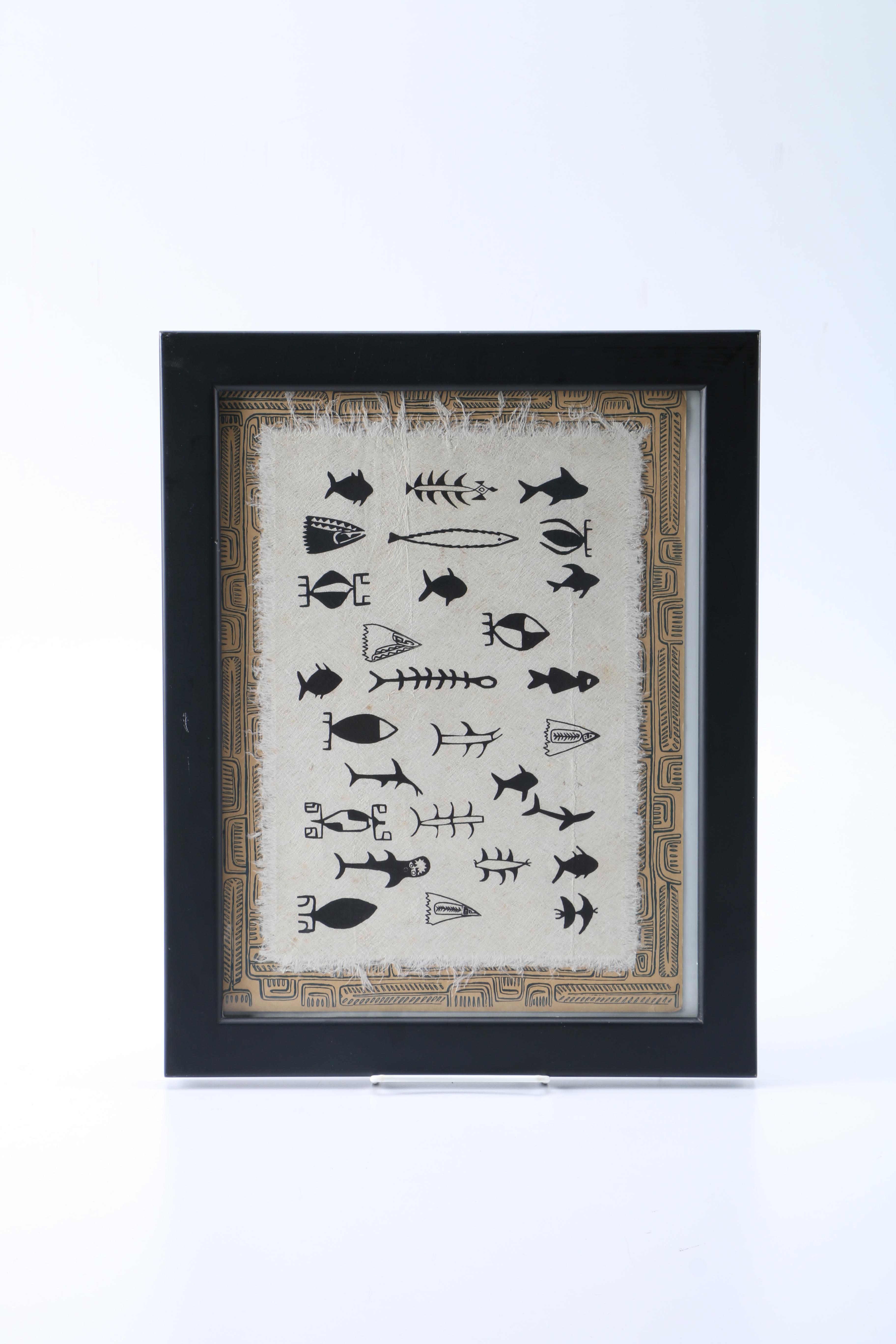 Primitive Style Prints on Handmade Paper of Animals