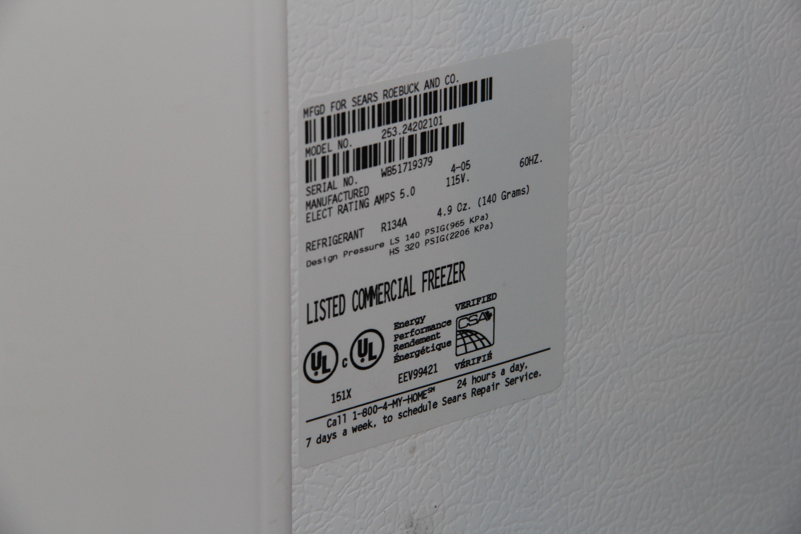 Kenmore Heavy Duty Commercial Upright Freezer