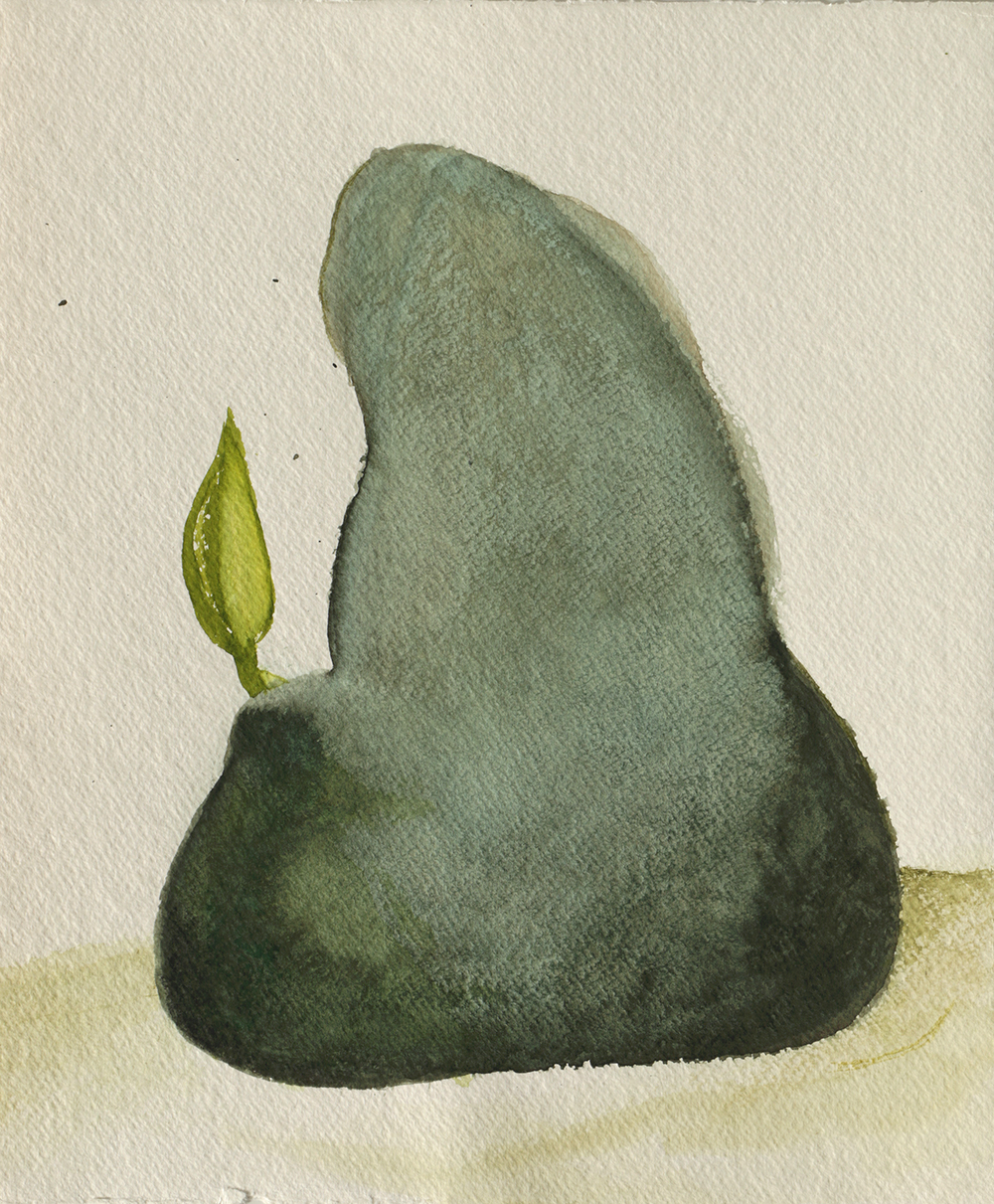 Beth Hertz Watercolor Painting on Paper "Weed + Pear Shape"