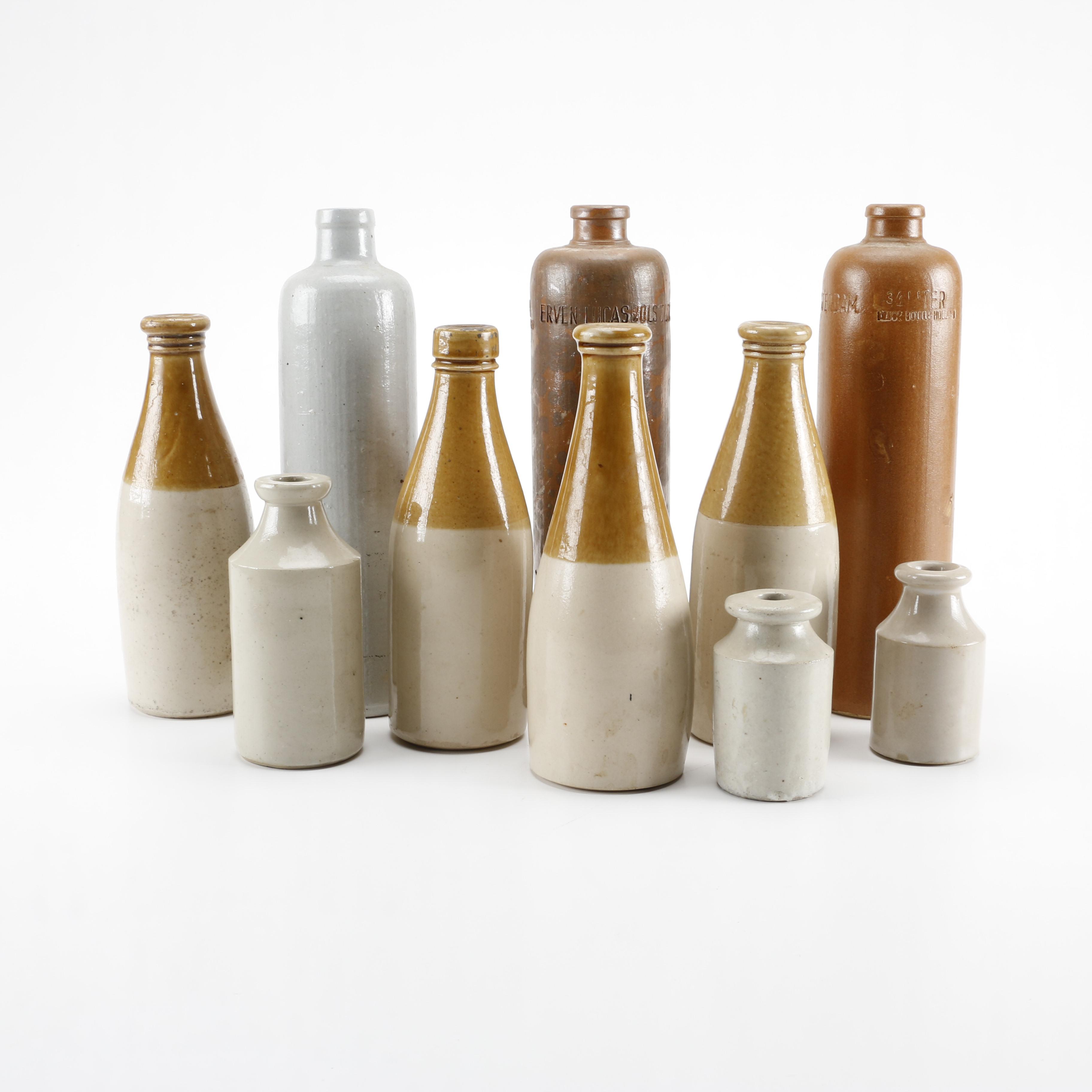 Collection of Vintage Stoneware Crocks Including Erven Lucas Bols