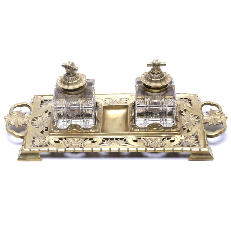 Townsend & Co. Brass Double Inkwell