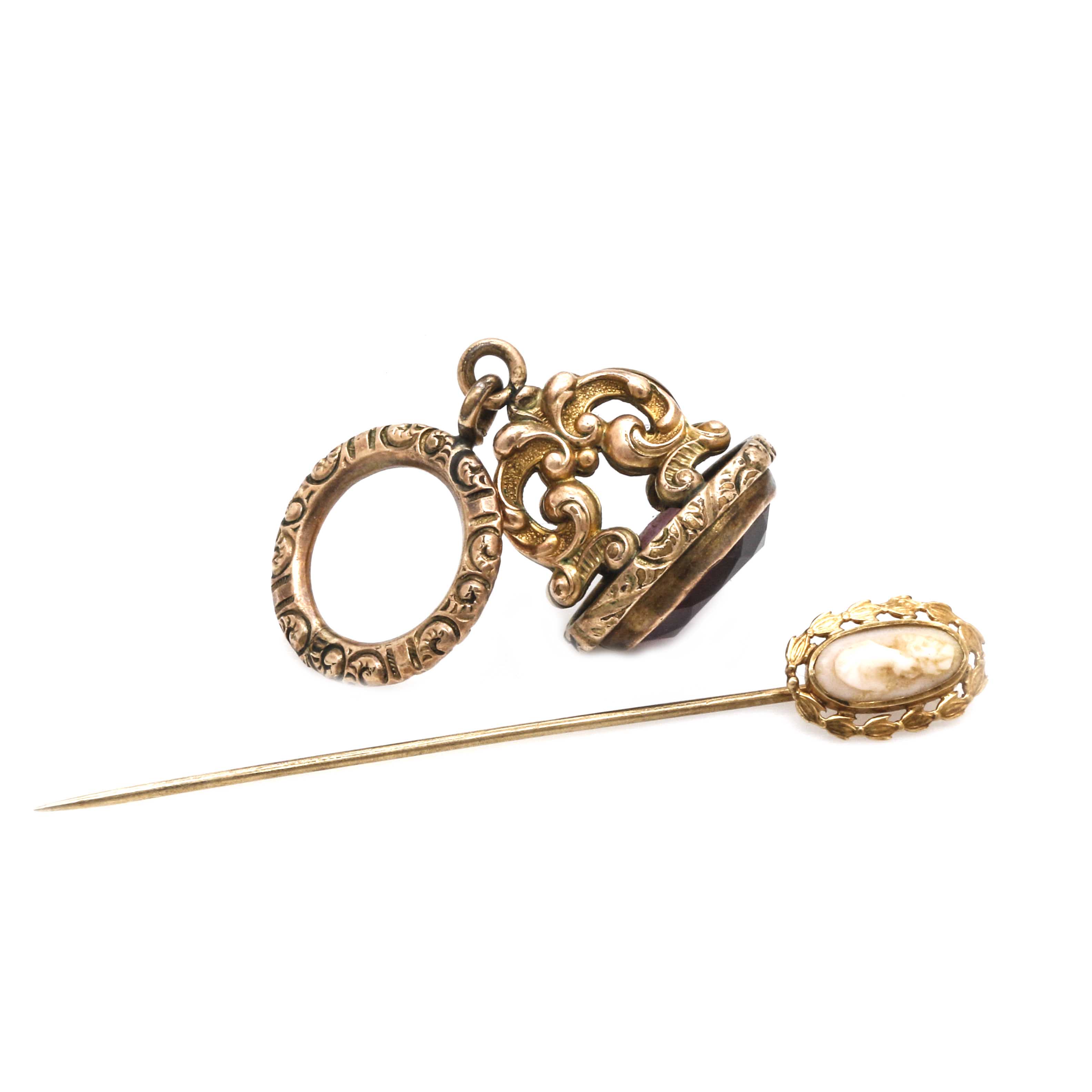 14K Yellow Gold and Gold Filled Pin and Fob