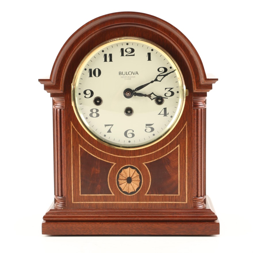 Bulova Mahogany Mantel Clock