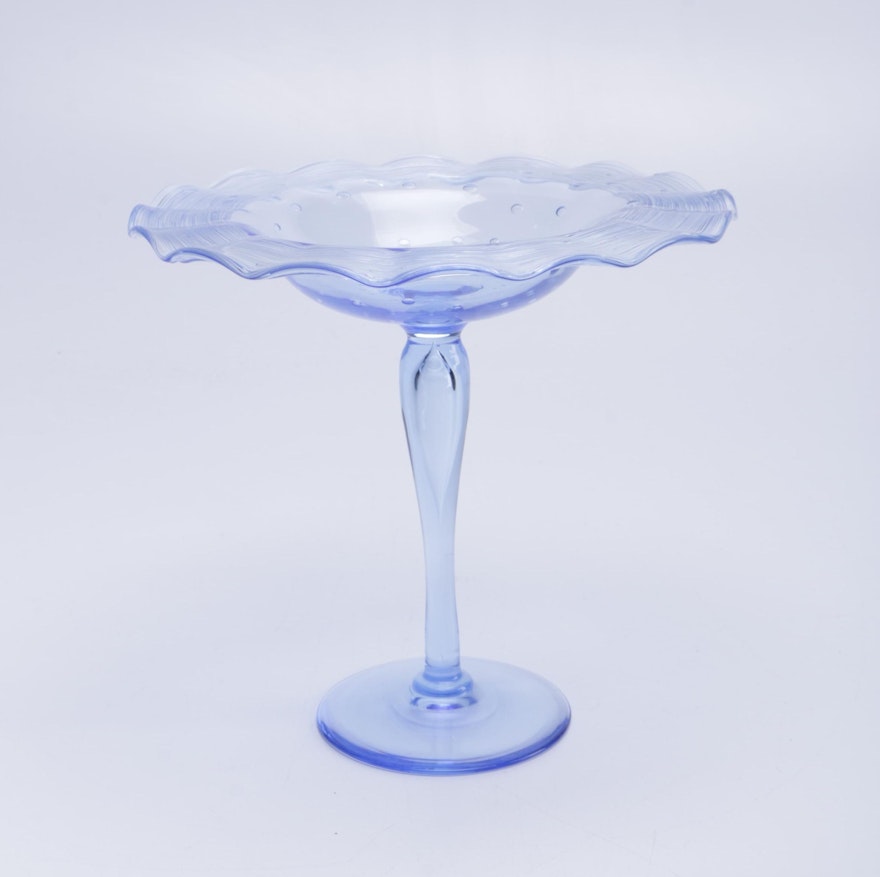 Light Blue Glass Compote