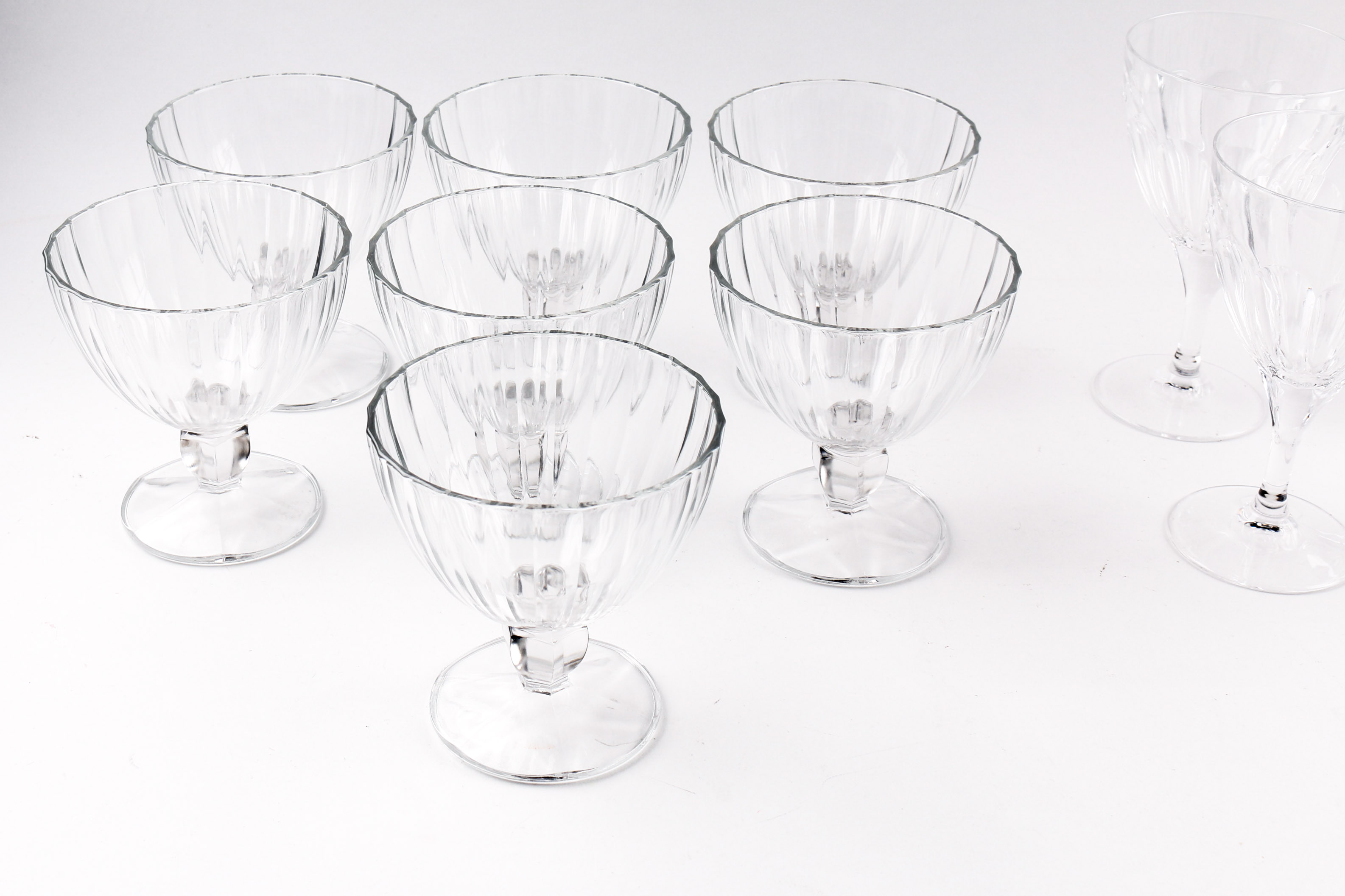 Set of Sherbert Glasses and Pedestal Tumblers