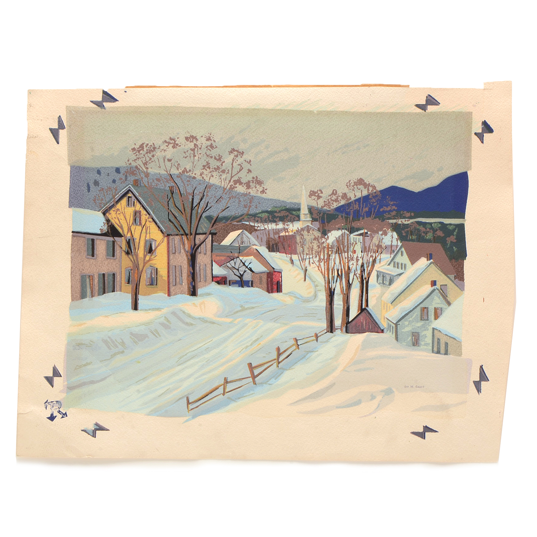 Lee Winslow Court Serigraph of Winter Townscape