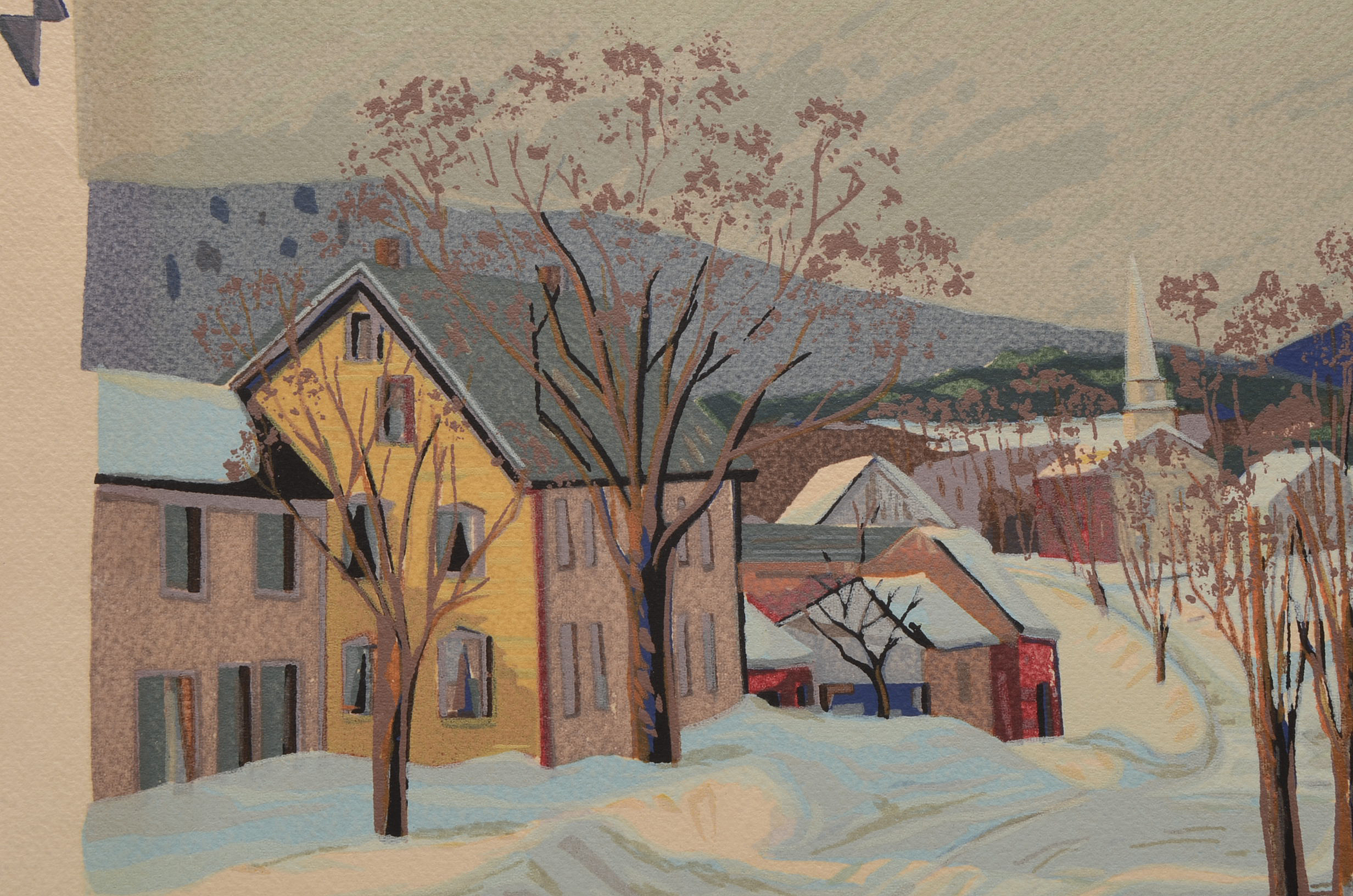 Lee Winslow Court Serigraph of Winter Townscape