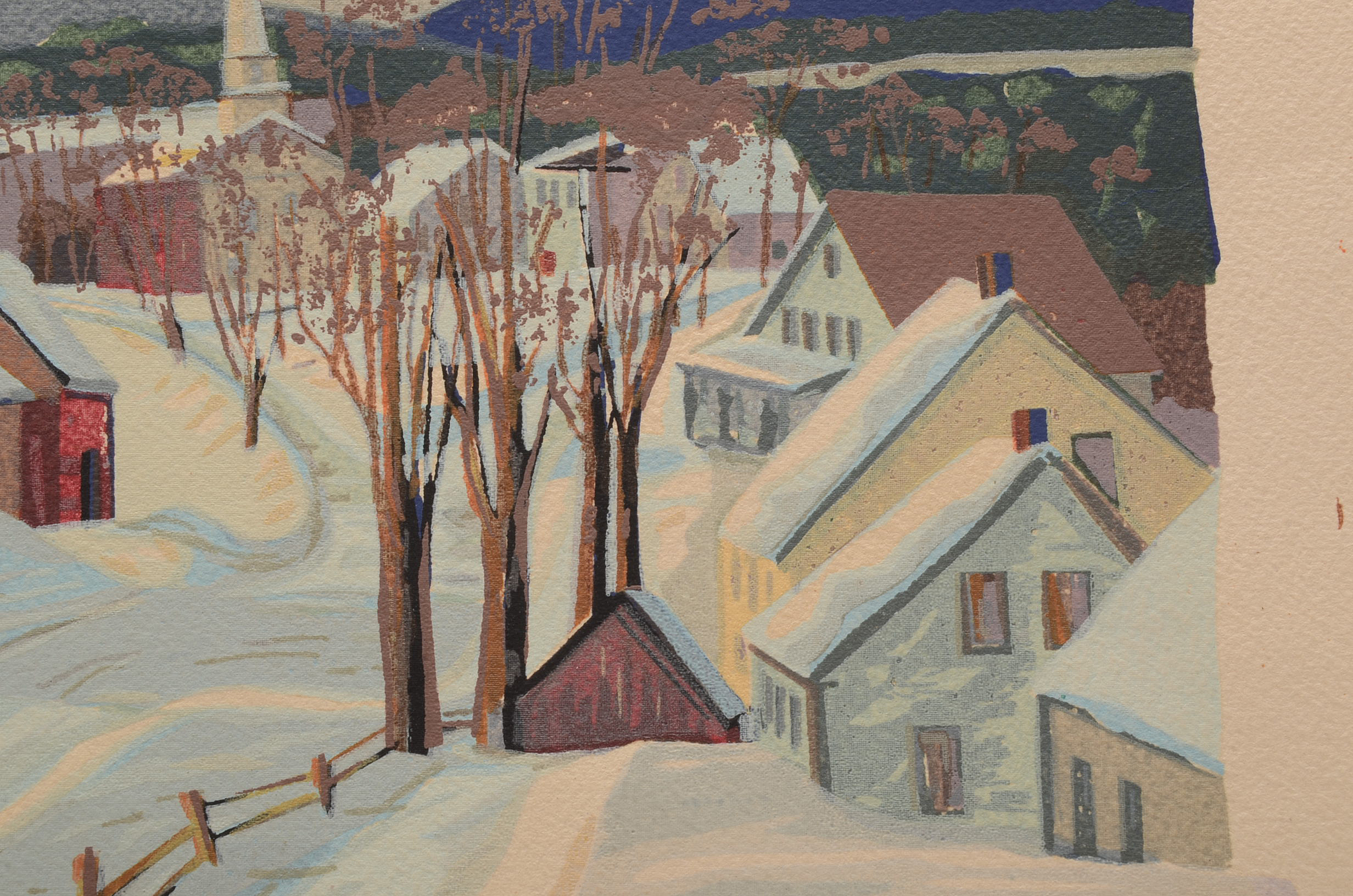 Lee Winslow Court Serigraph of Winter Townscape
