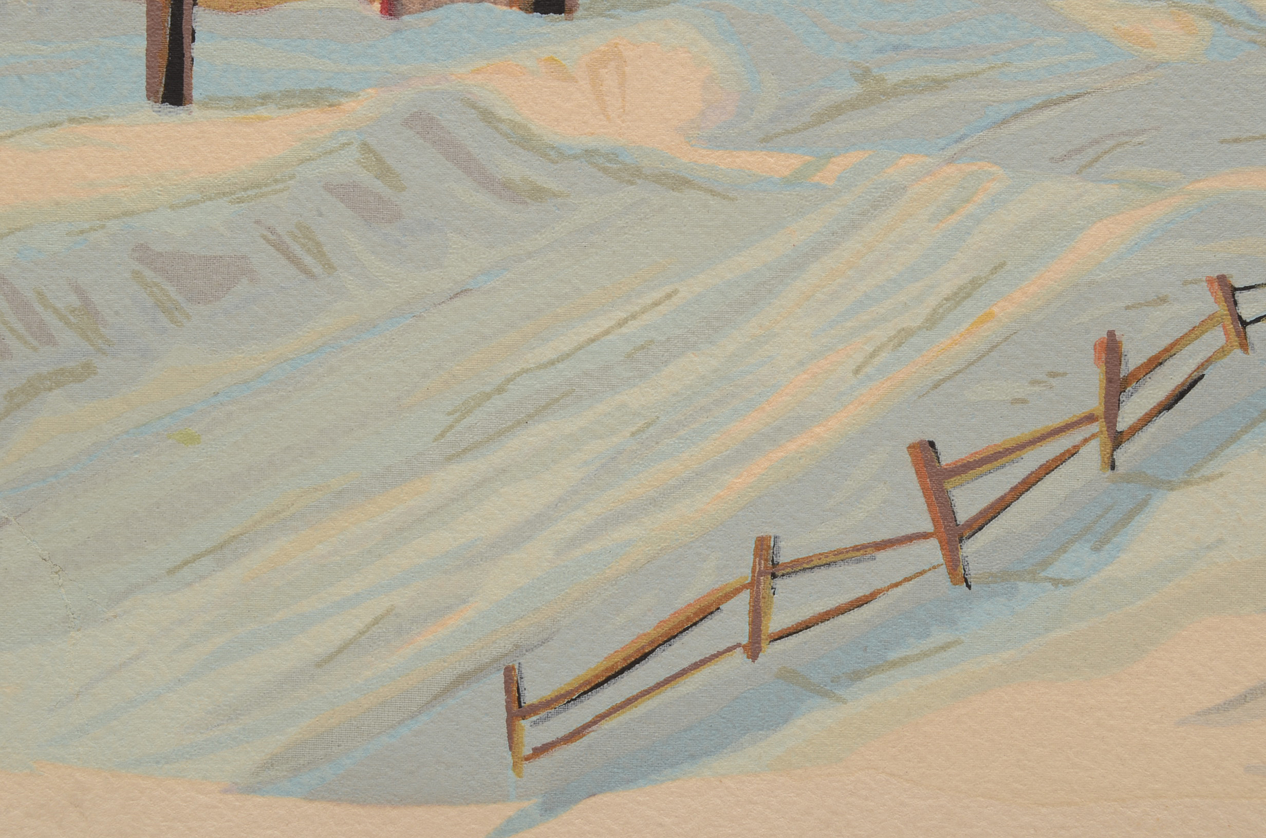 Lee Winslow Court Serigraph of Winter Townscape