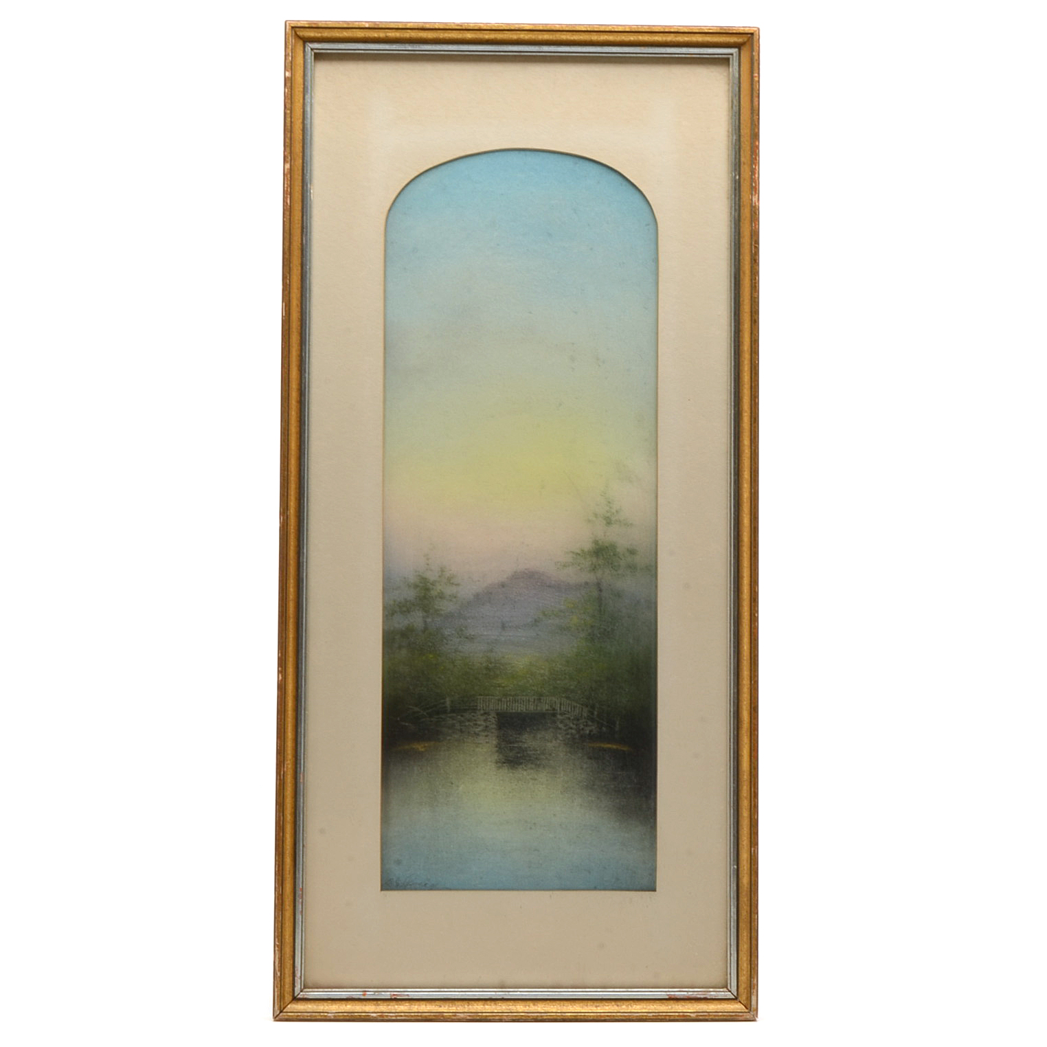 Original 19th Century Pastel Landscape Drawing