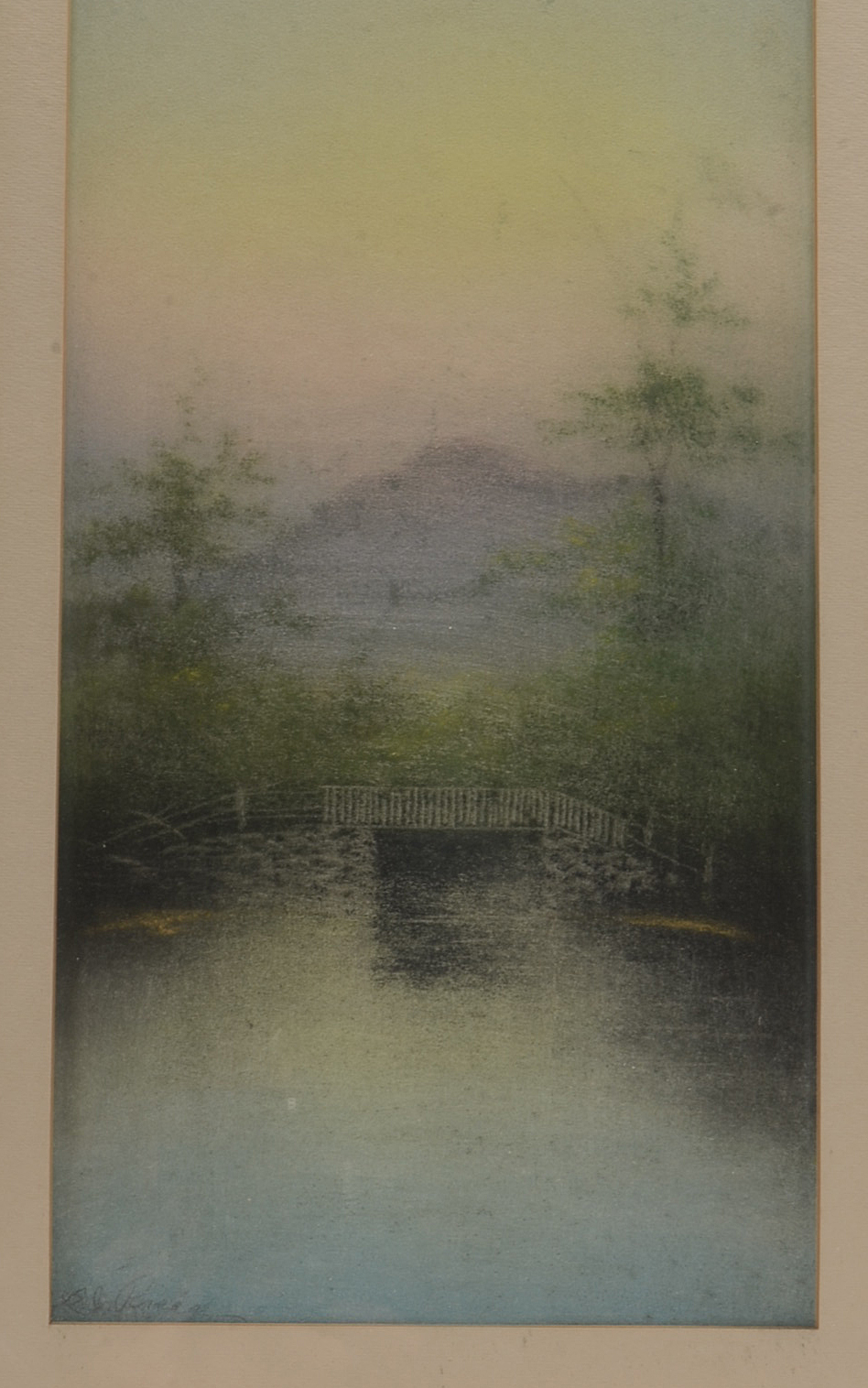 Original 19th Century Pastel Landscape Drawing