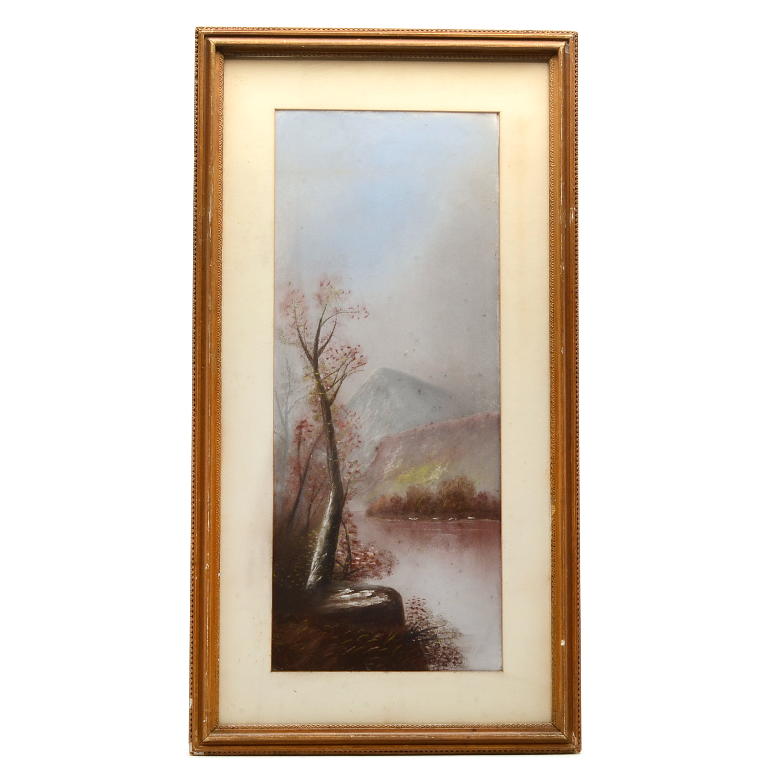Original 19th Century Pastel Landscape Drawing