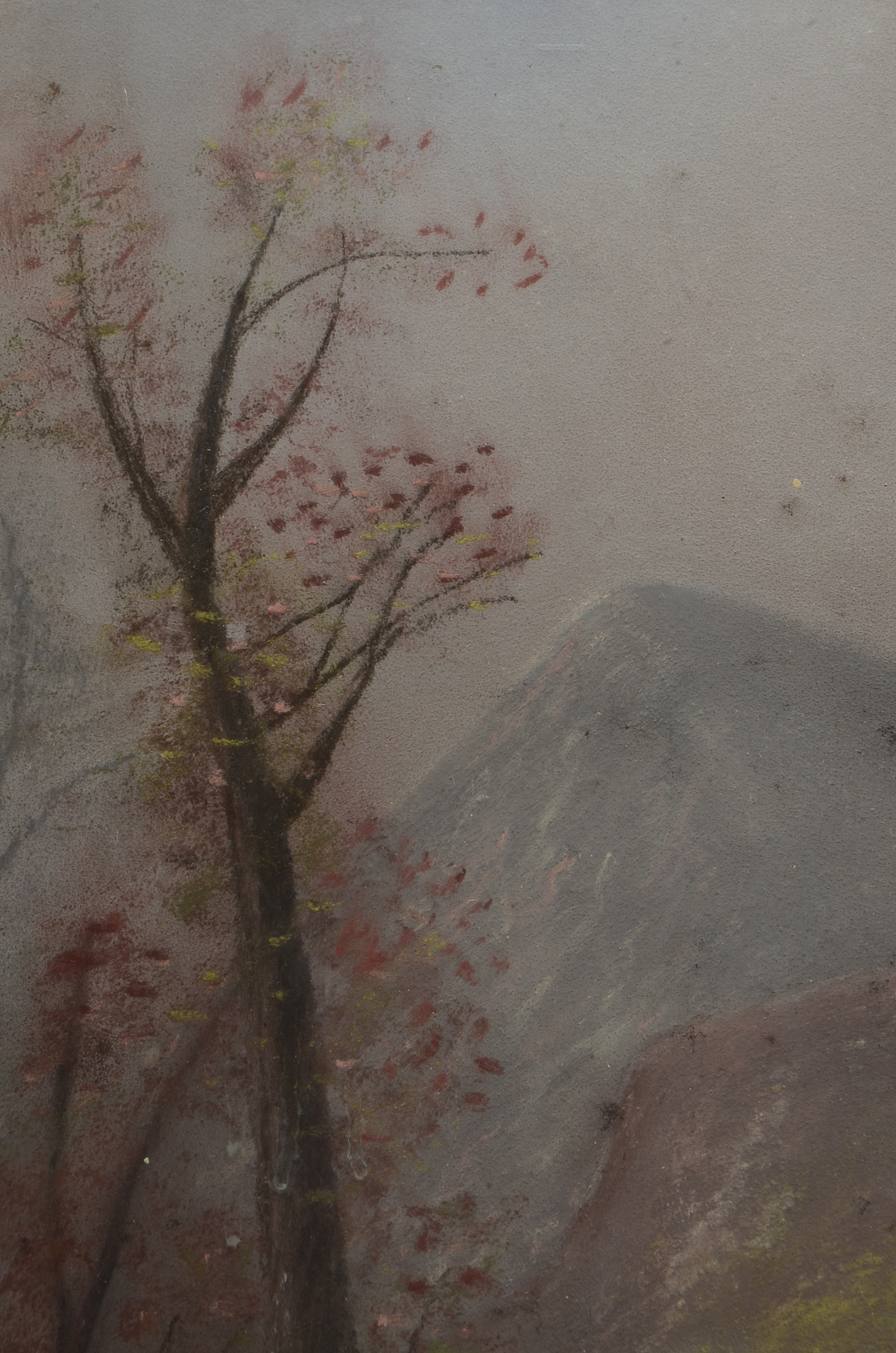 Original 19th Century Pastel Landscape Drawing