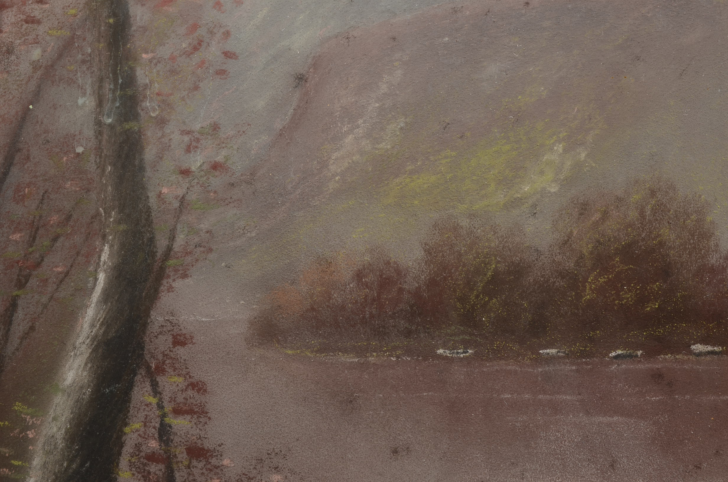Original 19th Century Pastel Landscape Drawing