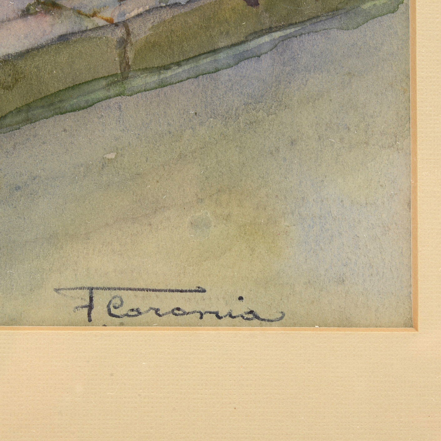 Signed Original Watercolor of Outdoor Courtyard Scene