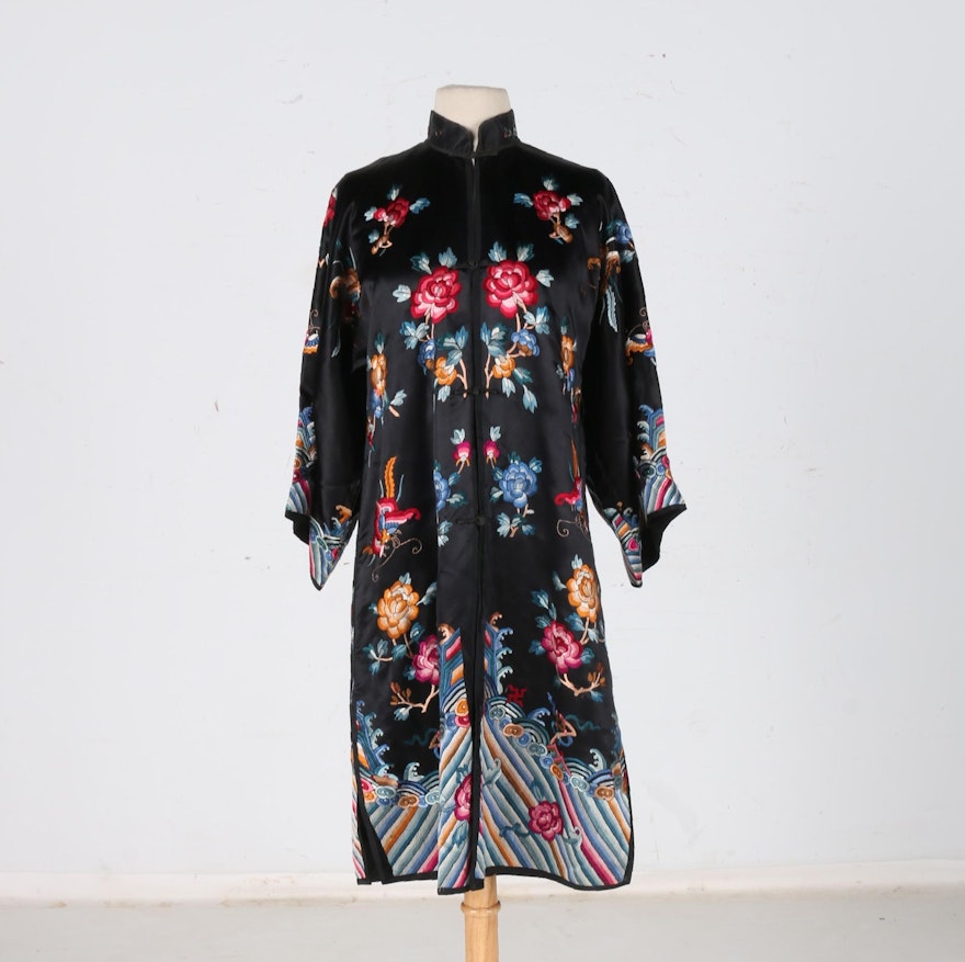 Chinese Black Silk Embroidered Jacket