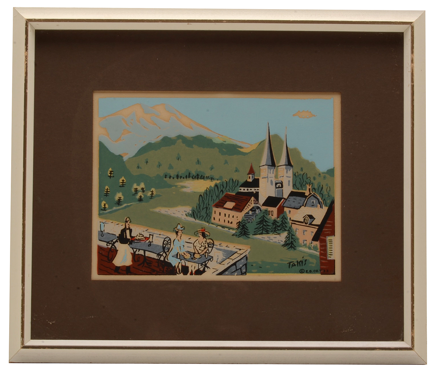 Two Nicholas Takis 1930s Serigraphs of European Townscapes