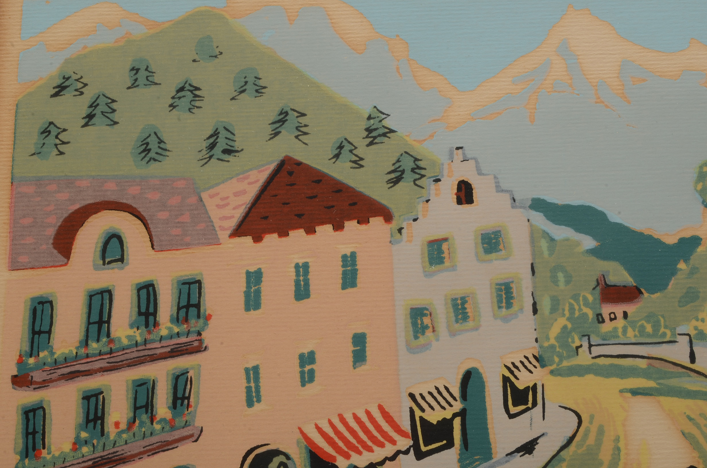 Two Nicholas Takis 1930s Serigraphs of European Townscapes