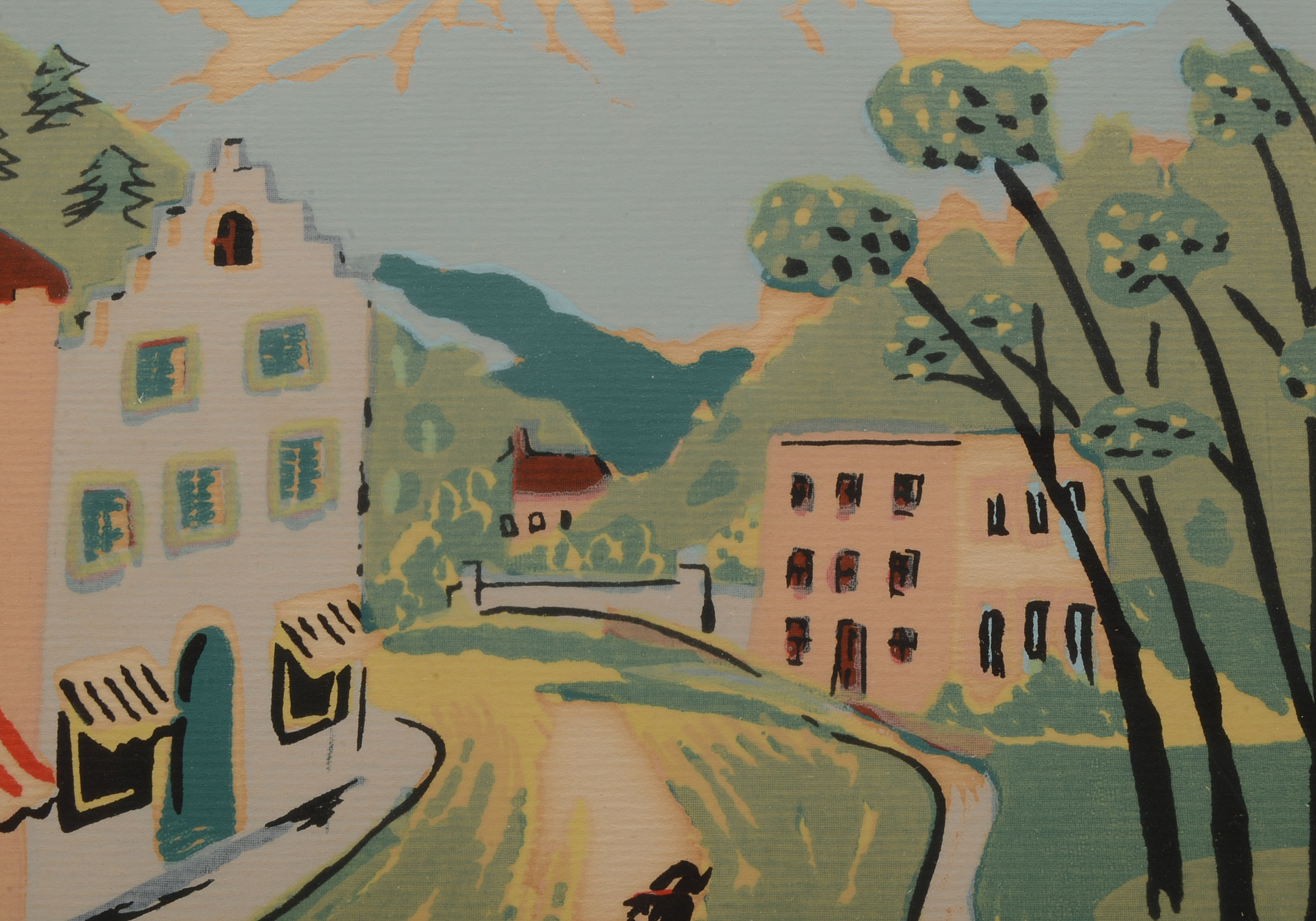 Two Nicholas Takis 1930s Serigraphs of European Townscapes