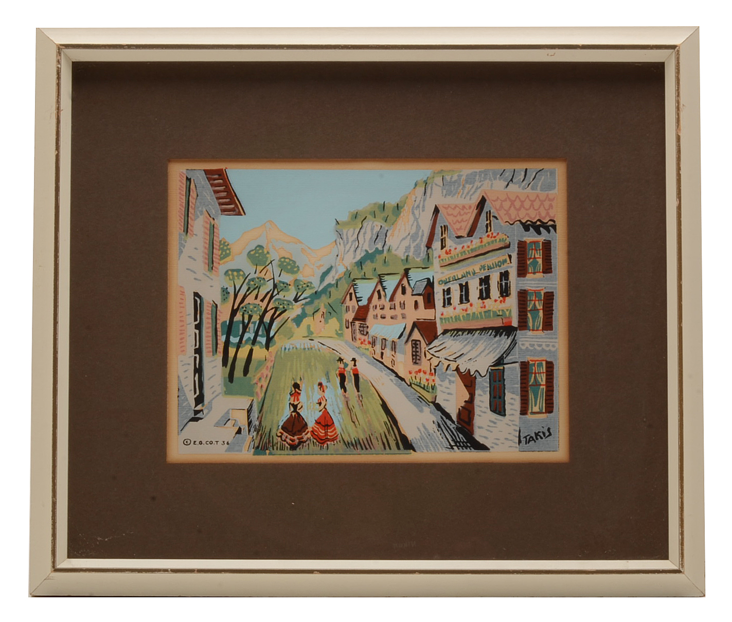 Two Nicholas Takis 1930s Serigraphs of European Townscapes