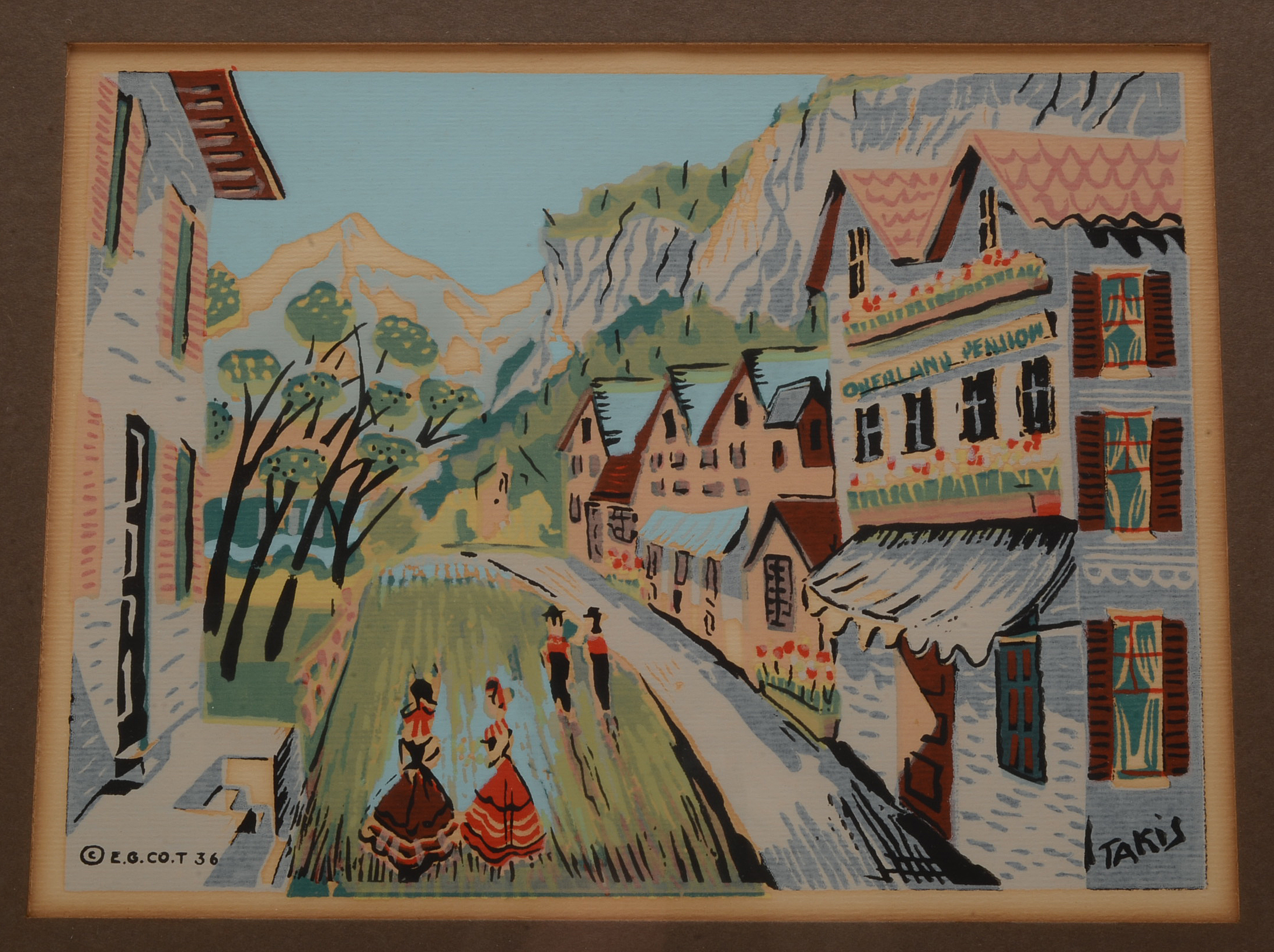 Two Nicholas Takis 1930s Serigraphs of European Townscapes
