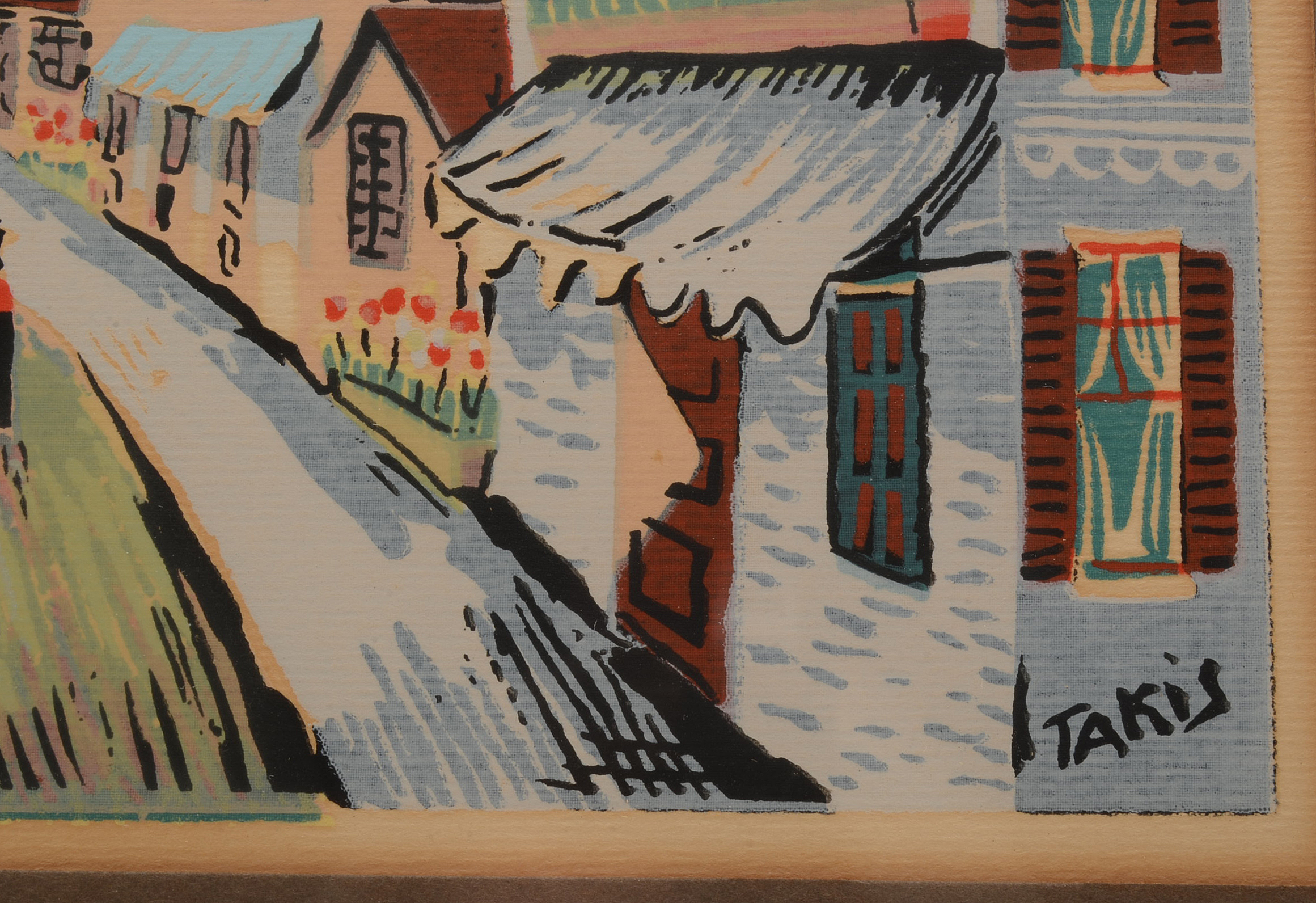 Two Nicholas Takis 1930s Serigraphs of European Townscapes