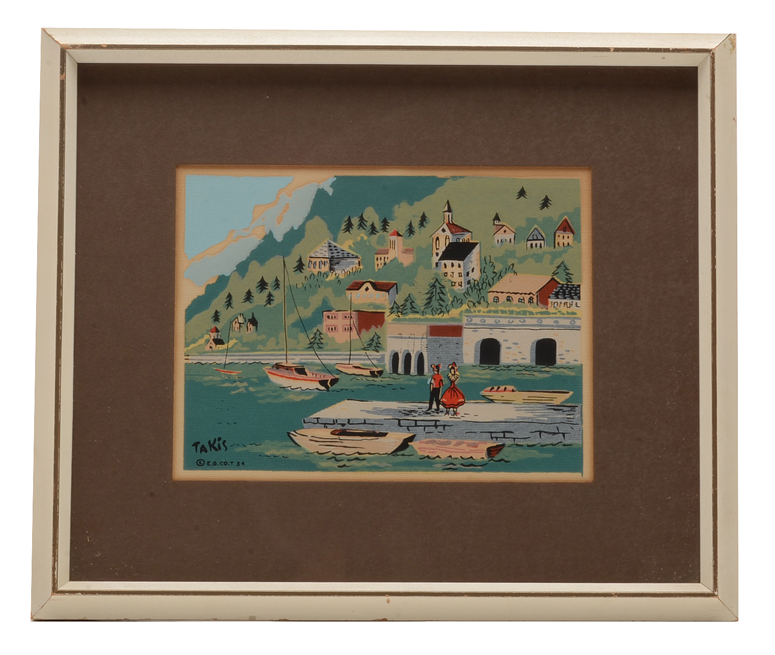 Two Nicholas Takis 1930s Serigraphs of European Townscapes