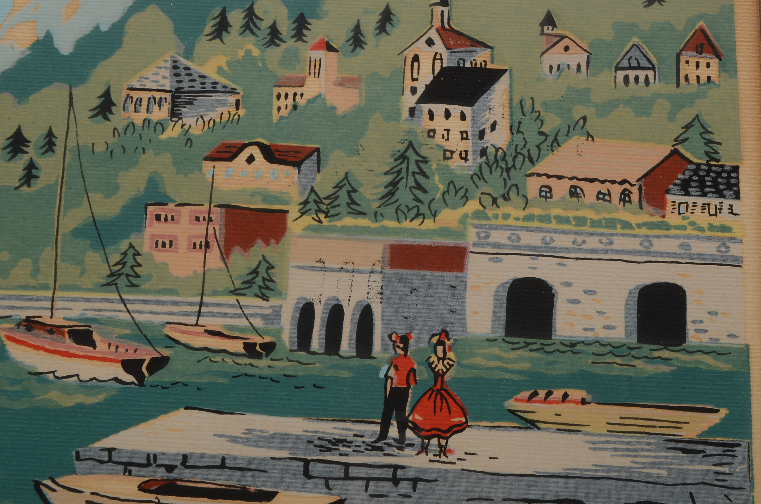 Two Nicholas Takis 1930s Serigraphs of European Townscapes