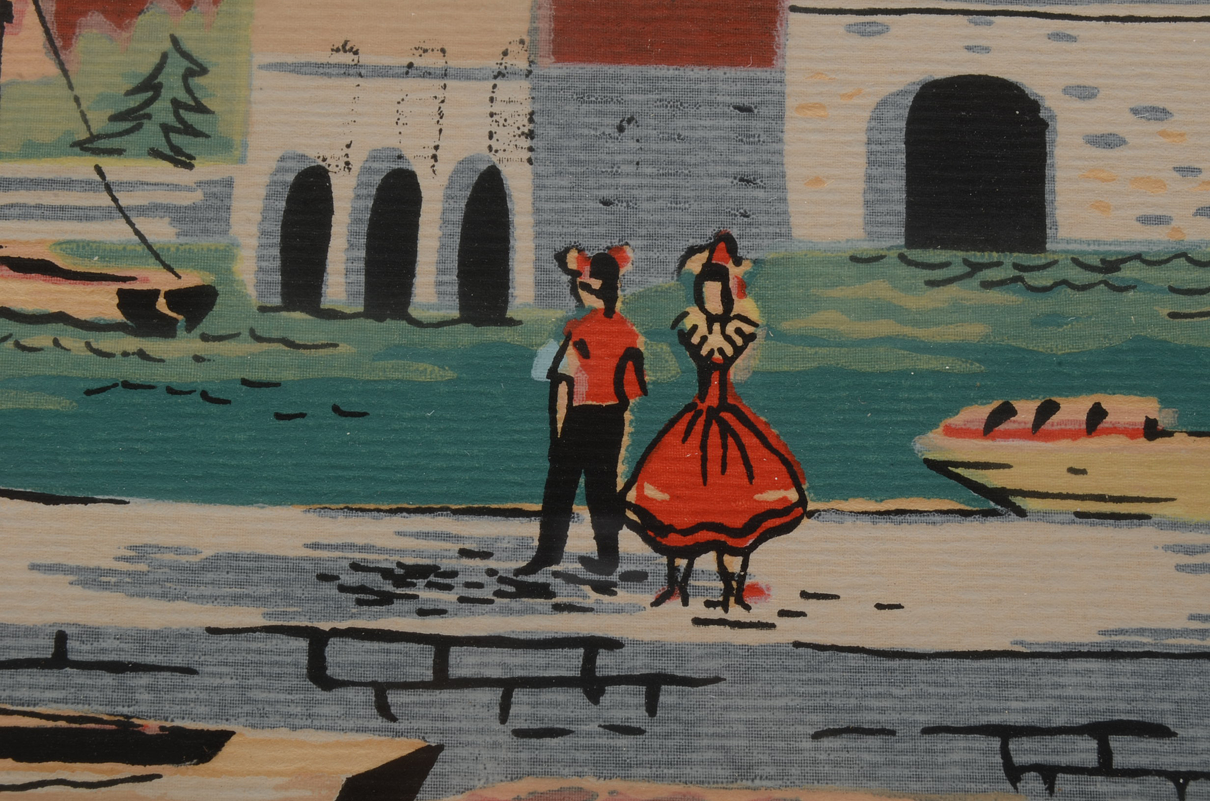 Two Nicholas Takis 1930s Serigraphs of European Townscapes