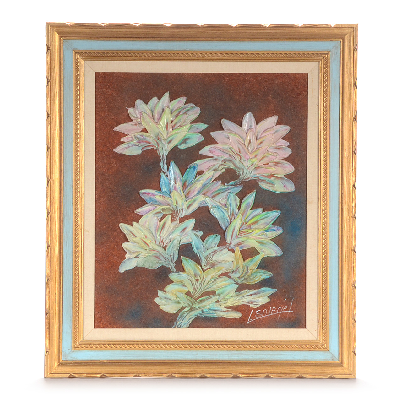 Louis Spiegel Original 1972 Oil on Board Impasto Still Life