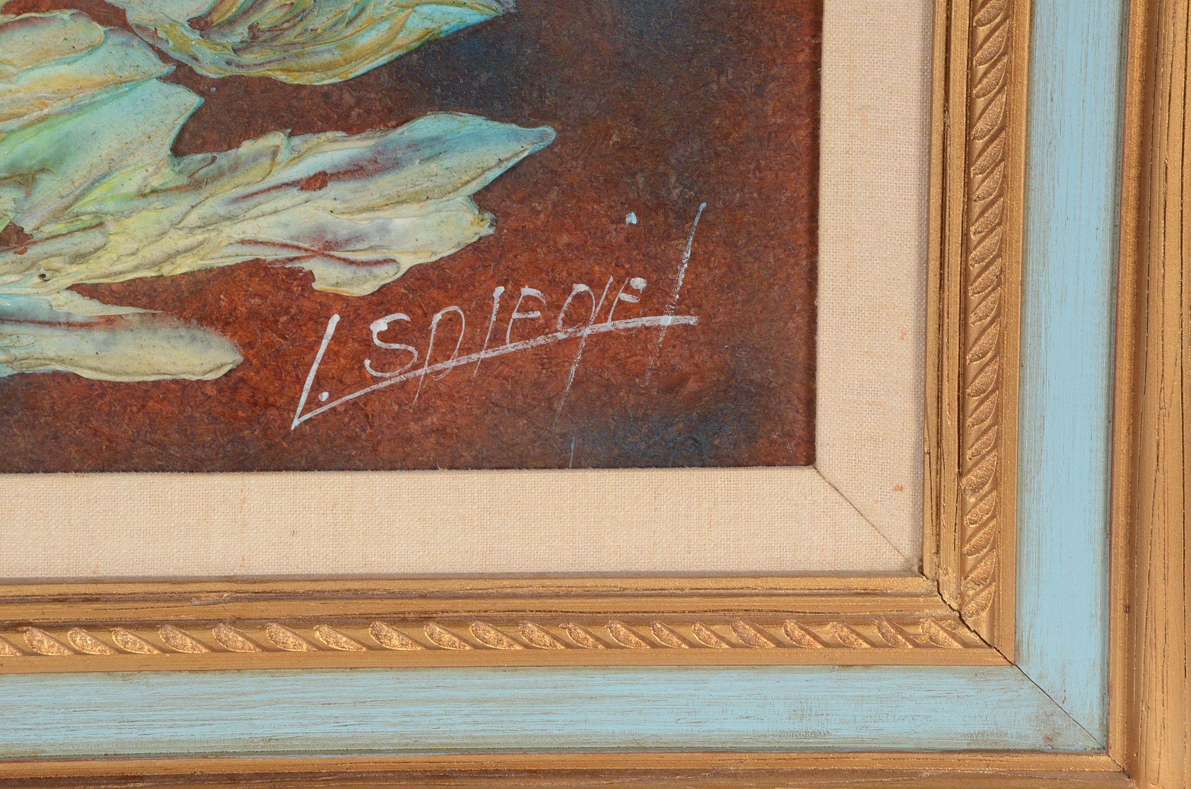 Louis Spiegel Original 1972 Oil on Board Impasto Still Life